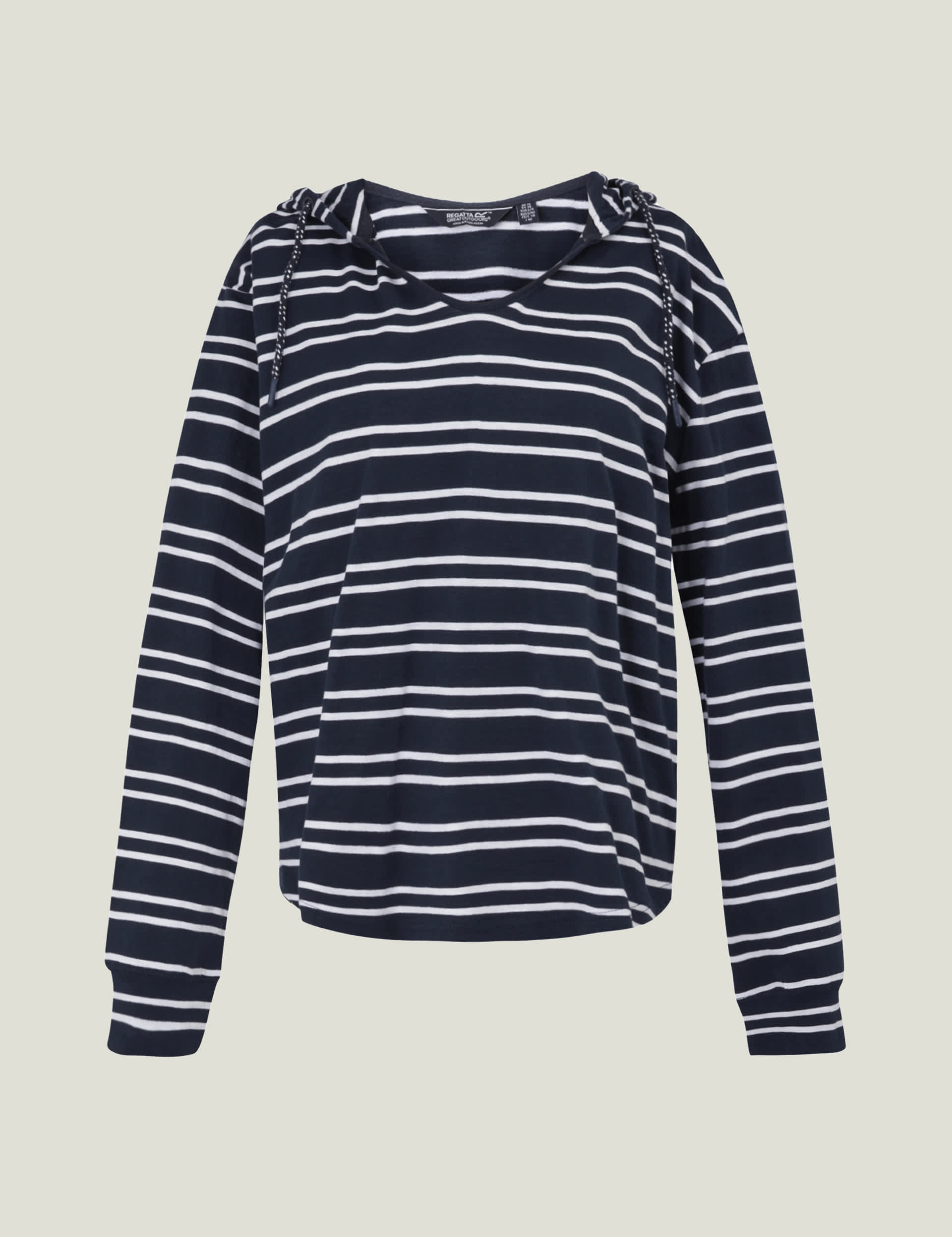 Regatta Women's Minerve Pure Cotton Striped Hoodie - 12 - Navy Mix, Navy Mix