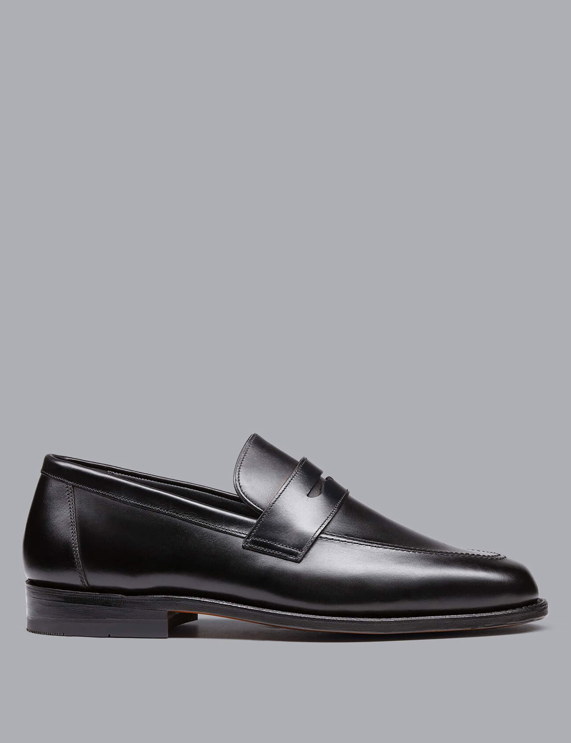 Charles Tyrwhitt Men's Leather Slip On Loafers - 9.5 - Black, Black,Brown