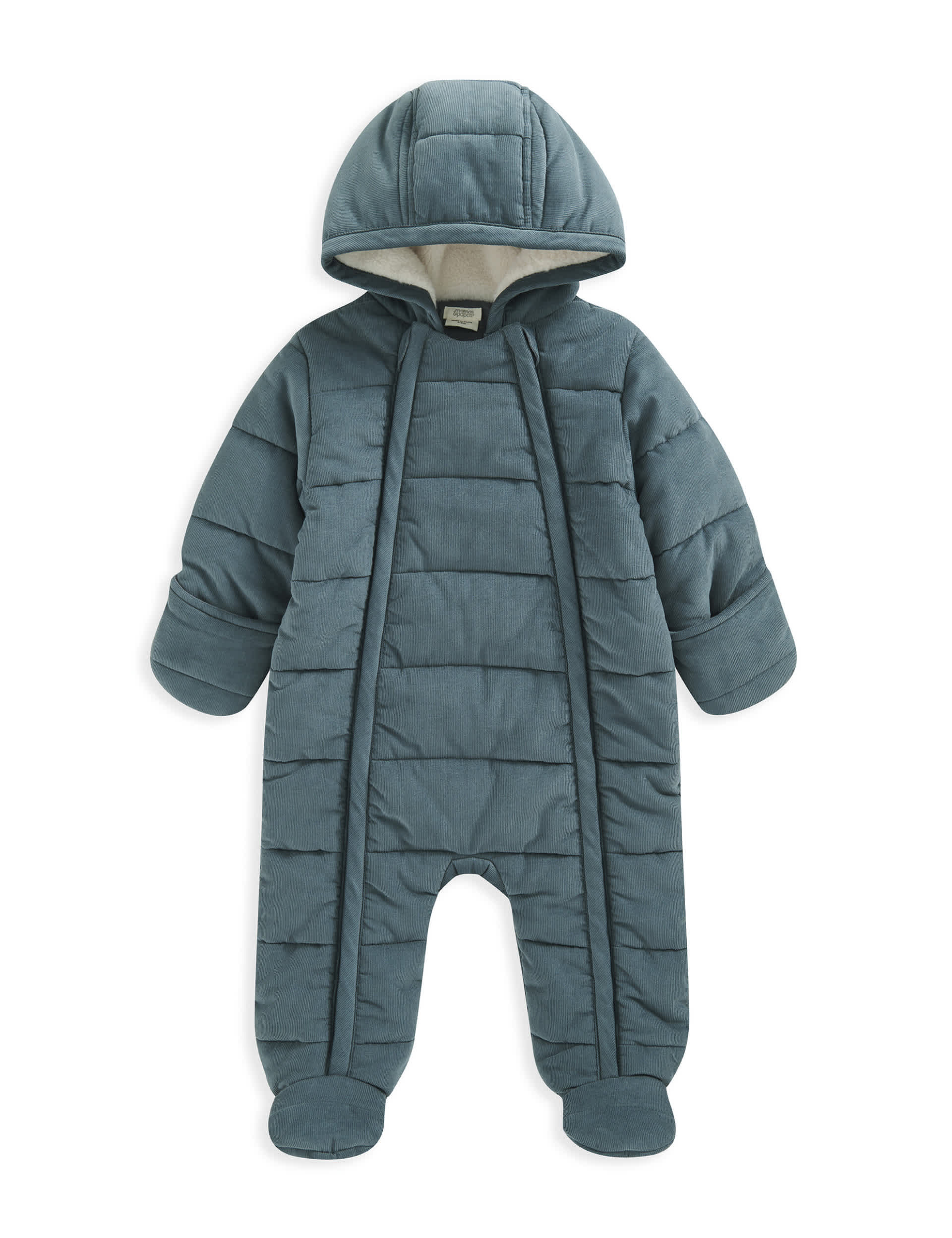 Mamas & Papas Boys Pure Cotton Hooded Padded Pramsuit (7lbs-12 Mths) - 0-3 M - Blue, Blue