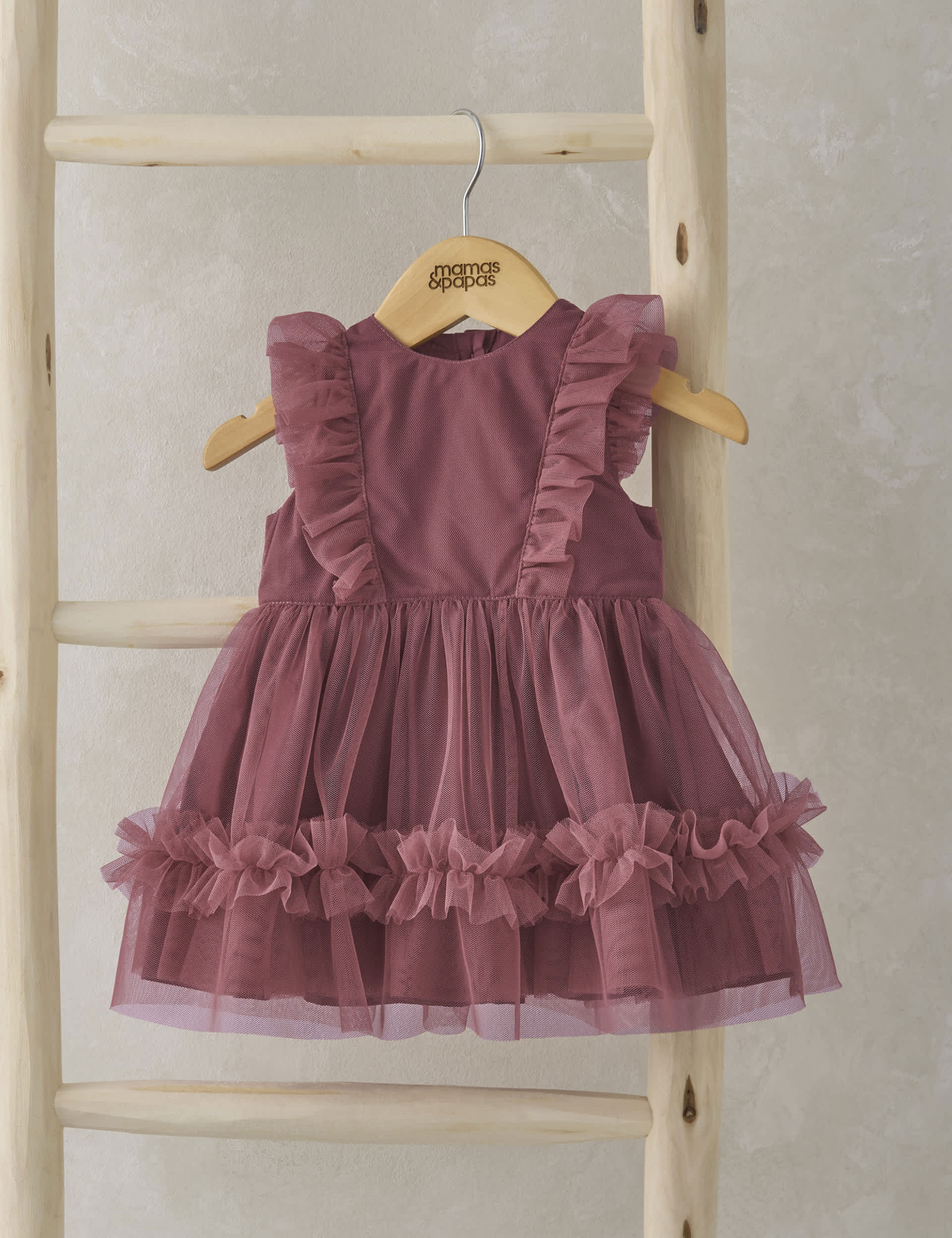 Mamas & Papas Newborn Girls Tulle Frill Party Dress (0-3 Yrs) - 12-18 - Pink, Pink