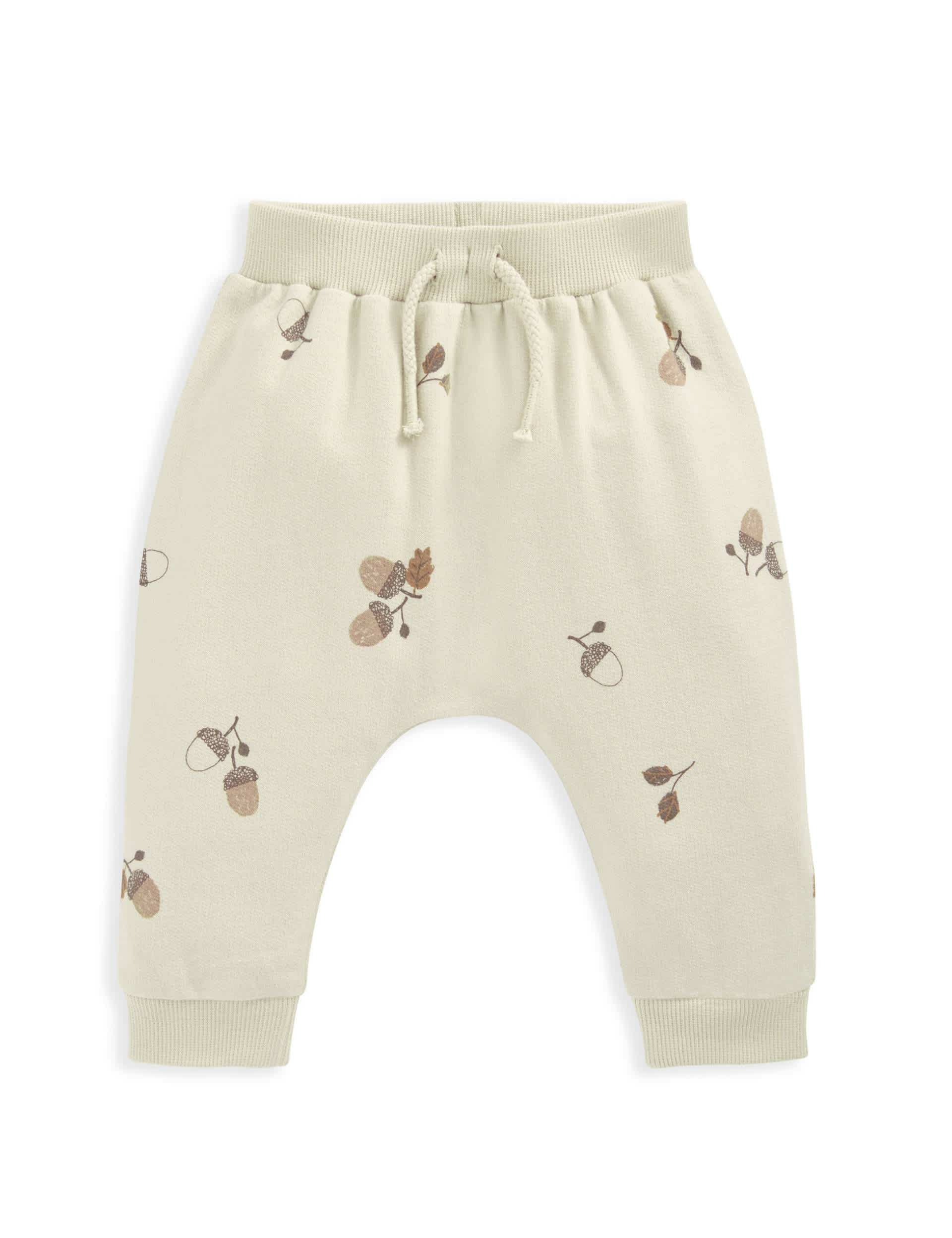 Mamas & Papas Boys Pure Cotton Acorn Print Joggers (0-3 Yrs) - 9-12M - Cream, Cream