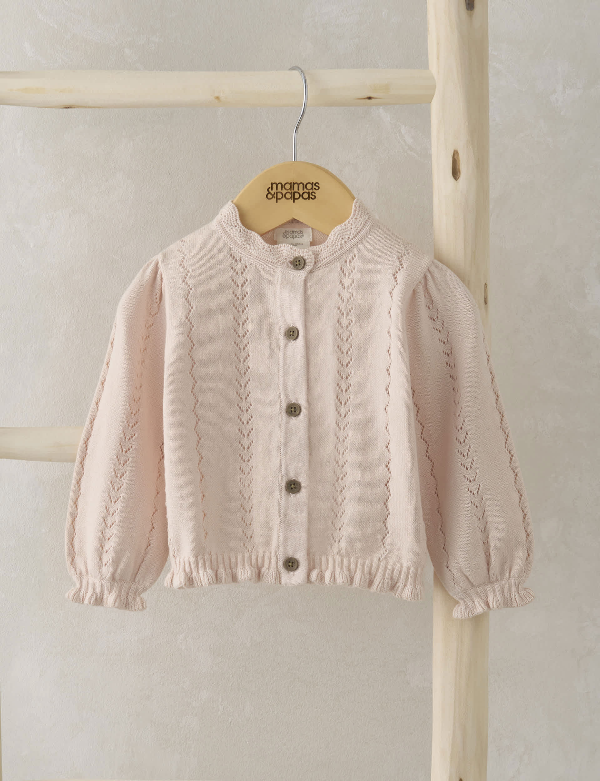 Mamas & Papas Newborn Girls Pure Cotton Knitted Cardigan (7lbs-12 Mths)