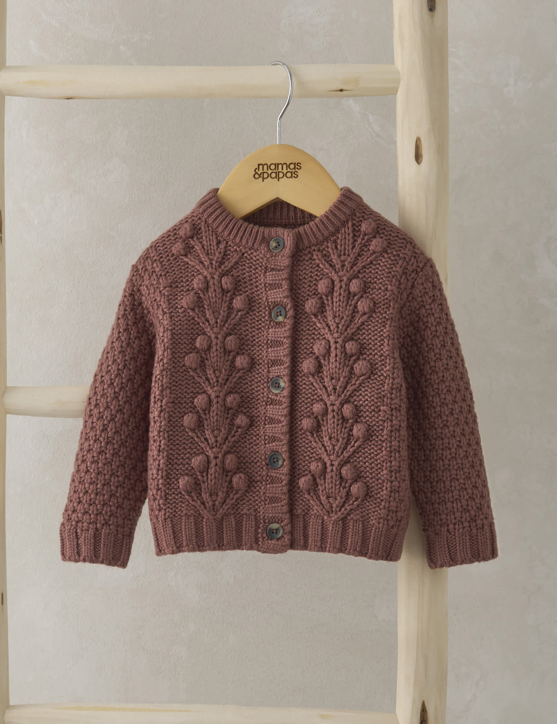 Mamas & Papas Newborn Girls Cotton Rich Knitted Cardigan with Wool (0-3 Yrs)