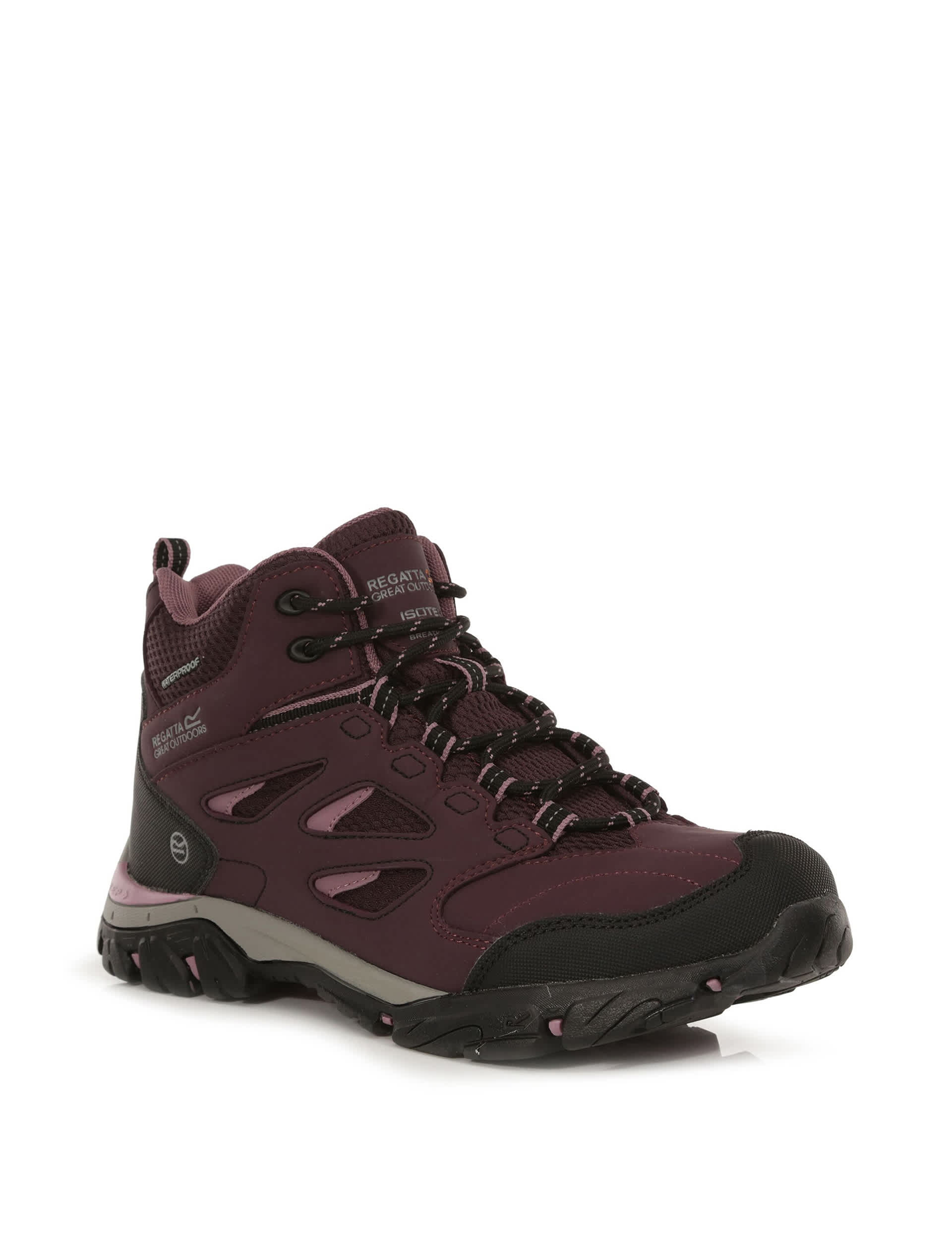 Regatta Women's Holcombe Waterproof Walking Boots - 4 - Burgundy, Black Mix,Burgundy