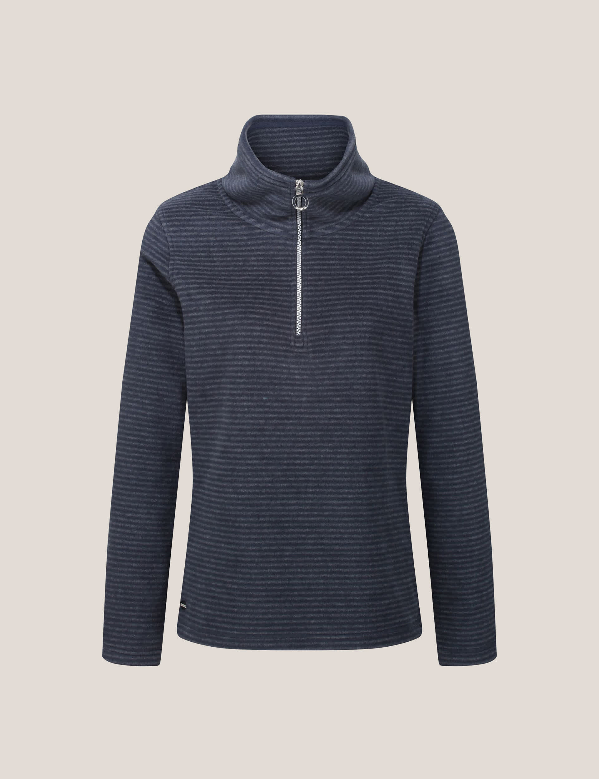 Regatta Women's Solenne Striped Funnel Neck Half Zip Fleece - 12 - Navy, Purple,Navy,Neutral