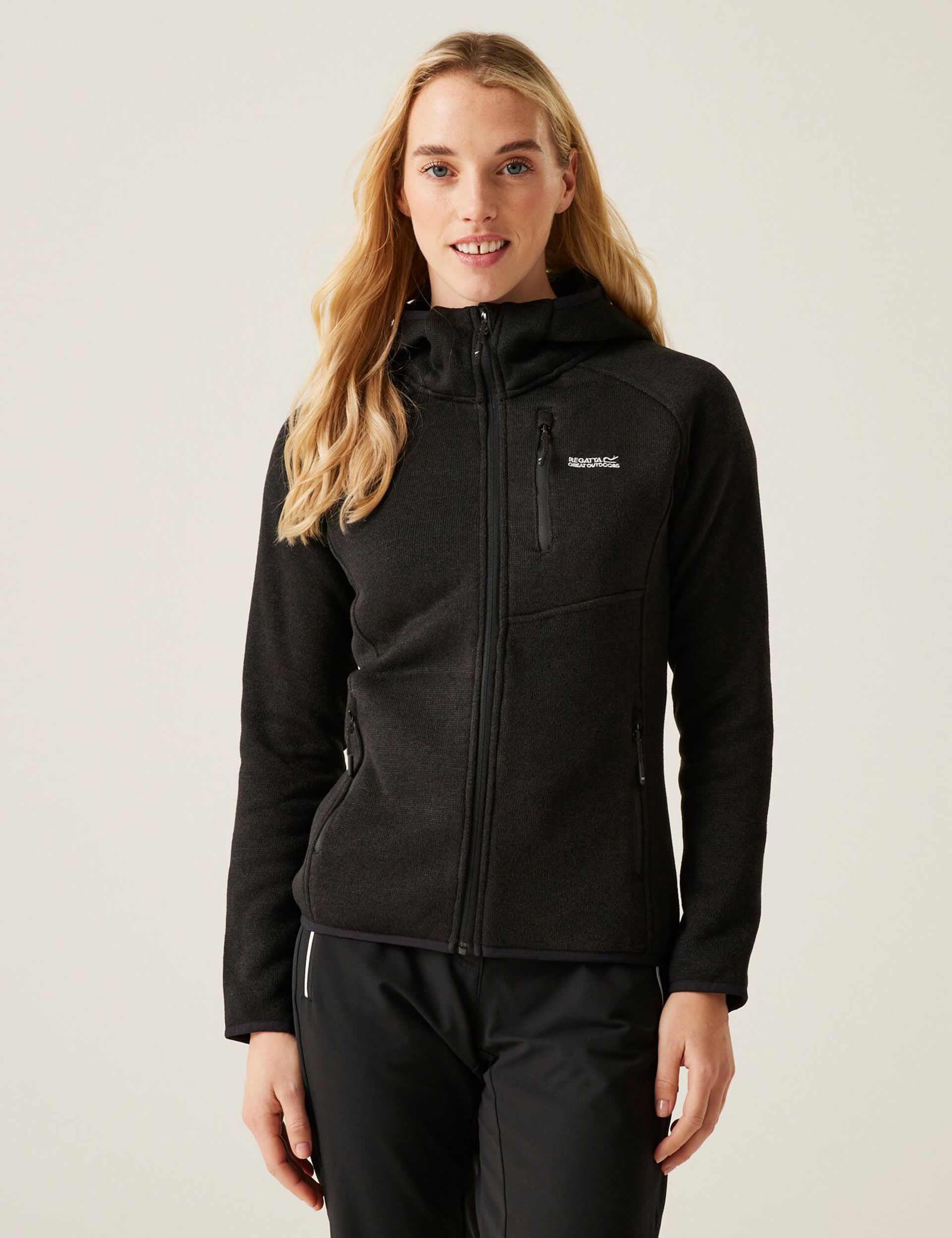 Regatta Women's Newhill Hooded Zip Up Fleece - 12 - Black, Purple,Black