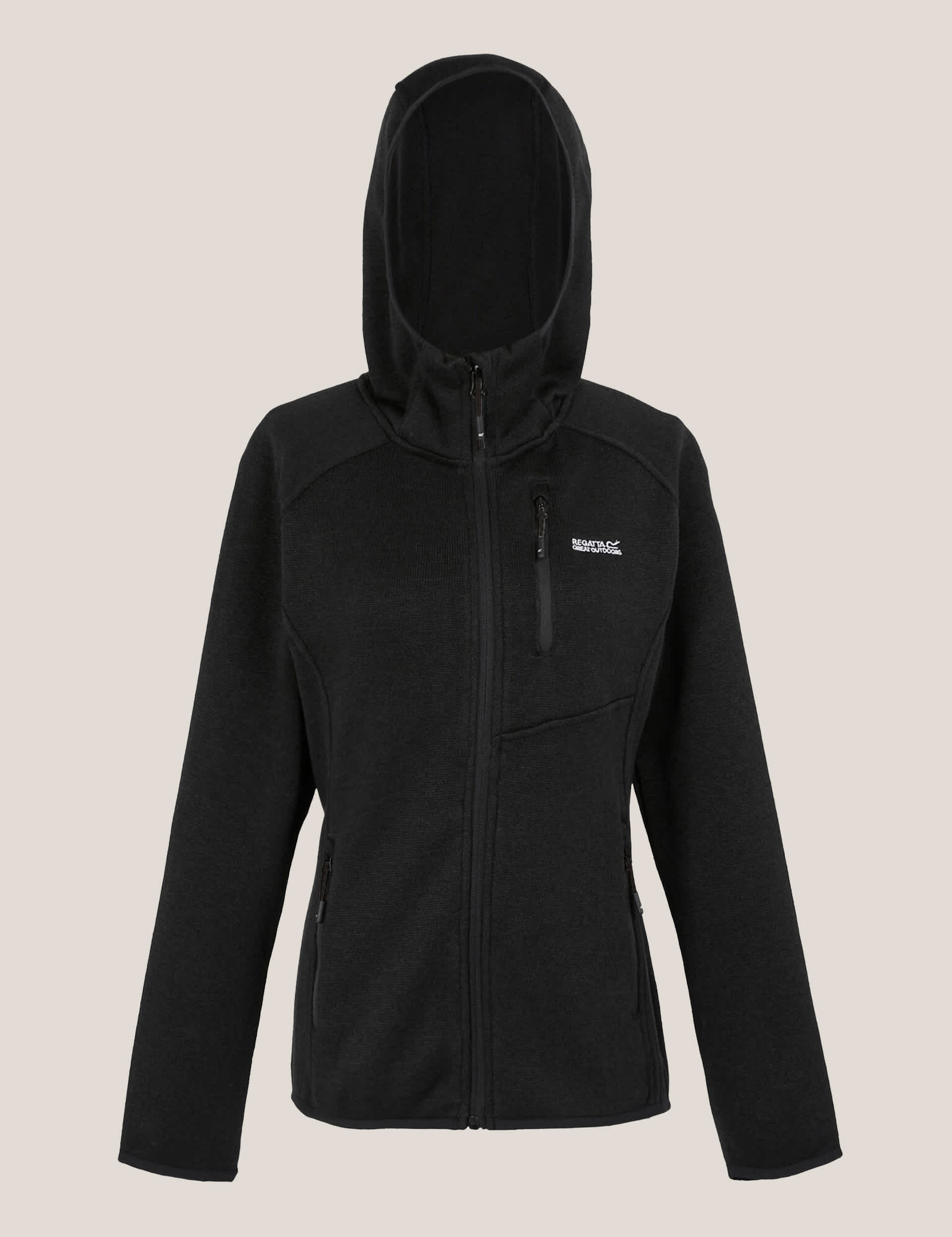 Regatta Women's Newhill Hooded Zip Up Fleece - 14 - Black, Black