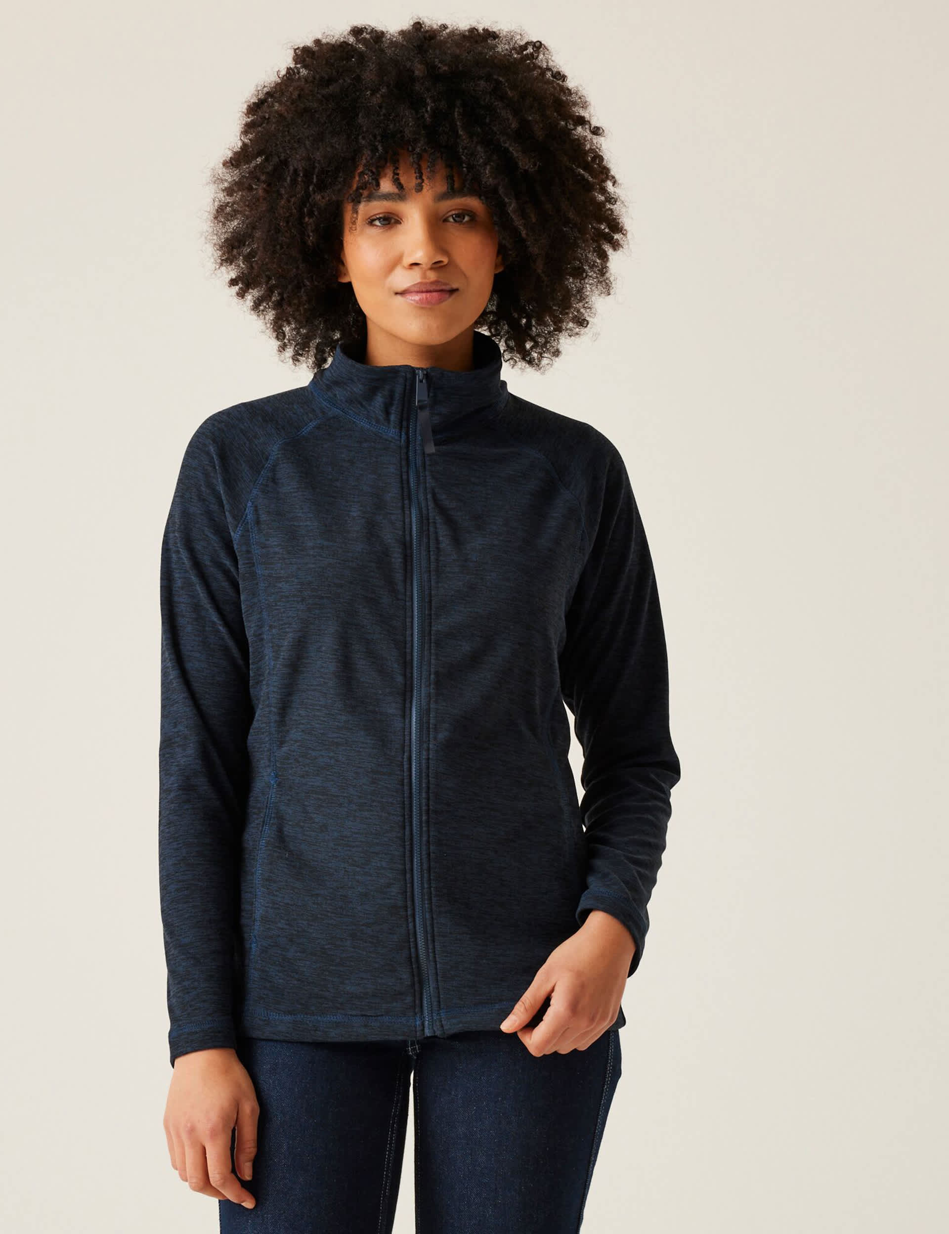 Regatta Women's Mayse Zip Up Funnel Neck Fleece - 14 - Navy, Navy,Dark Grey,Purple