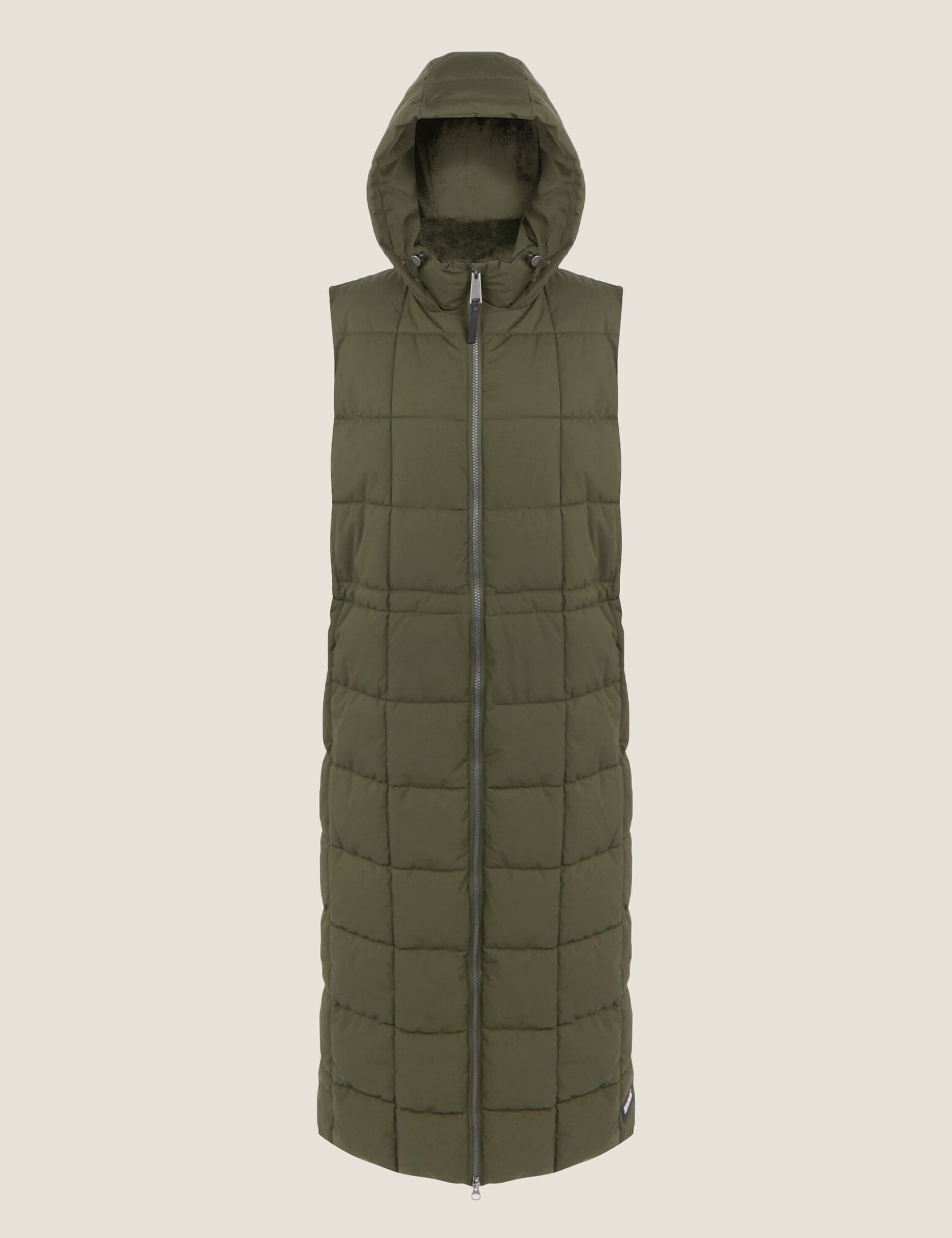 Regatta Women's Leandra Hooded Quilted Longline Gilet - 10 - Khaki, Beige,Khaki,Black