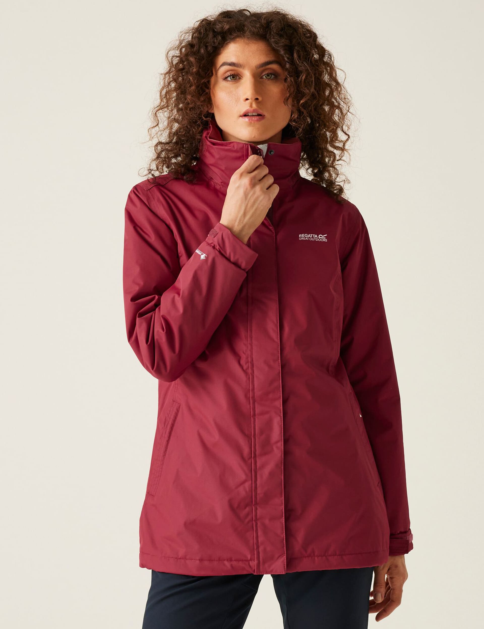 Regatta Women's Blanchet II Hooded Rain Jacket - 14 - Red, Grey,Red,Navy,Blue