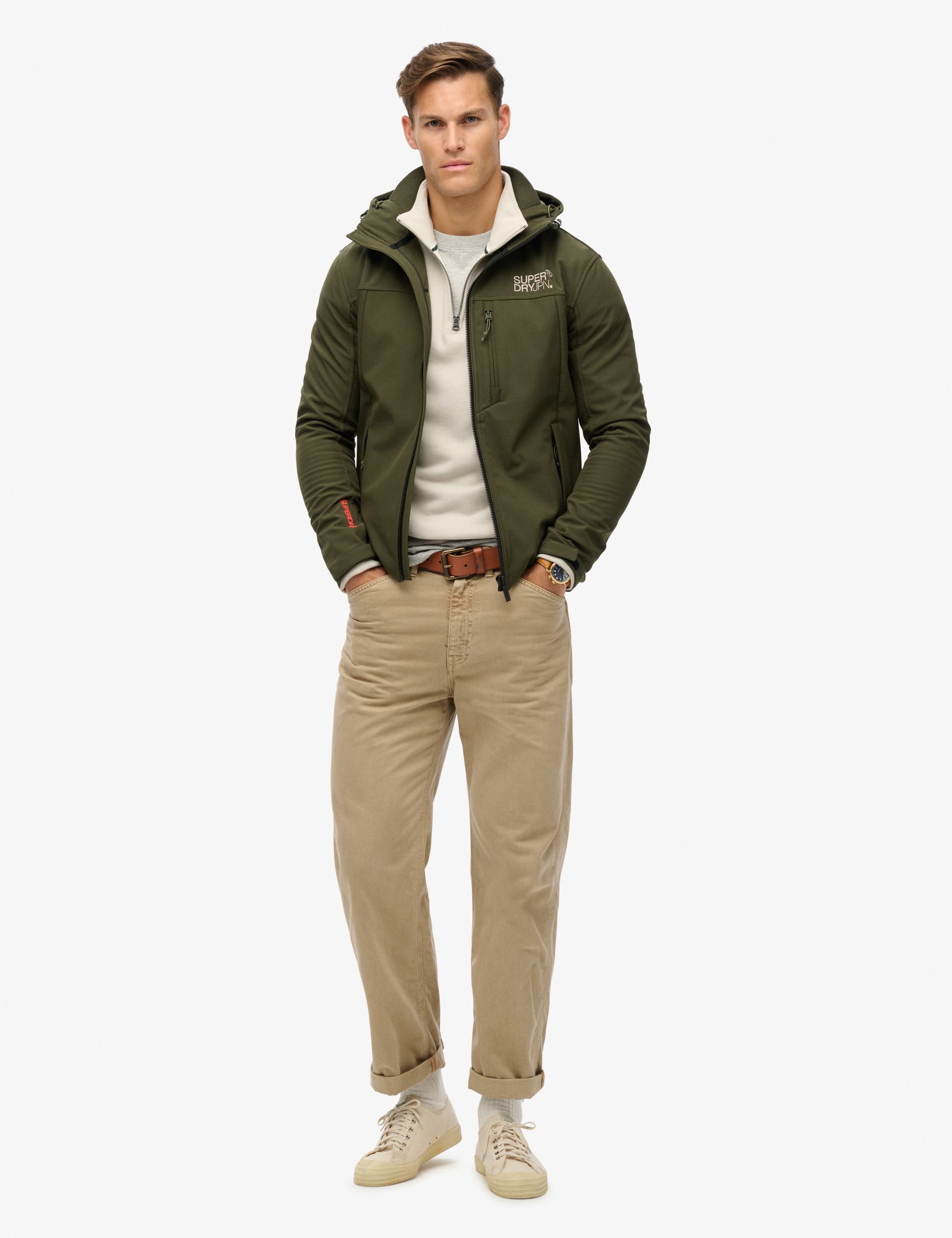 Superdry Men's Hooded Softshell Jacket - Khaki, Khaki