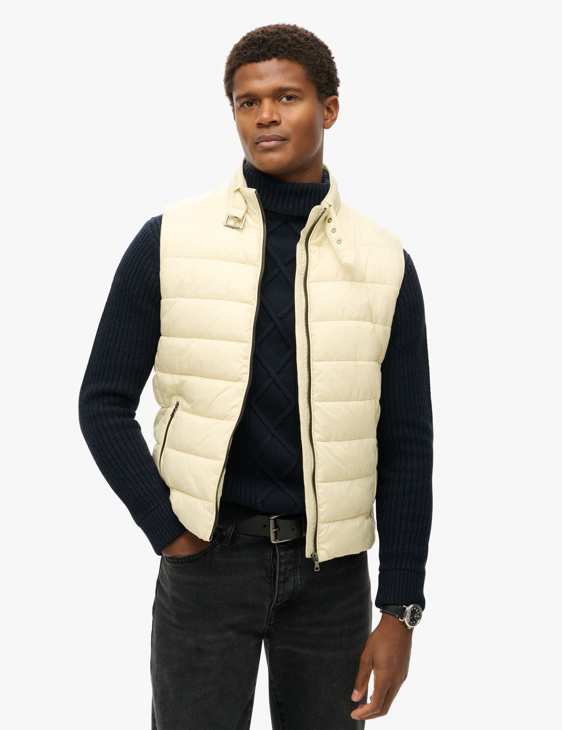 Superdry Men's Padded Gilet - XL - Beige, Black,Beige