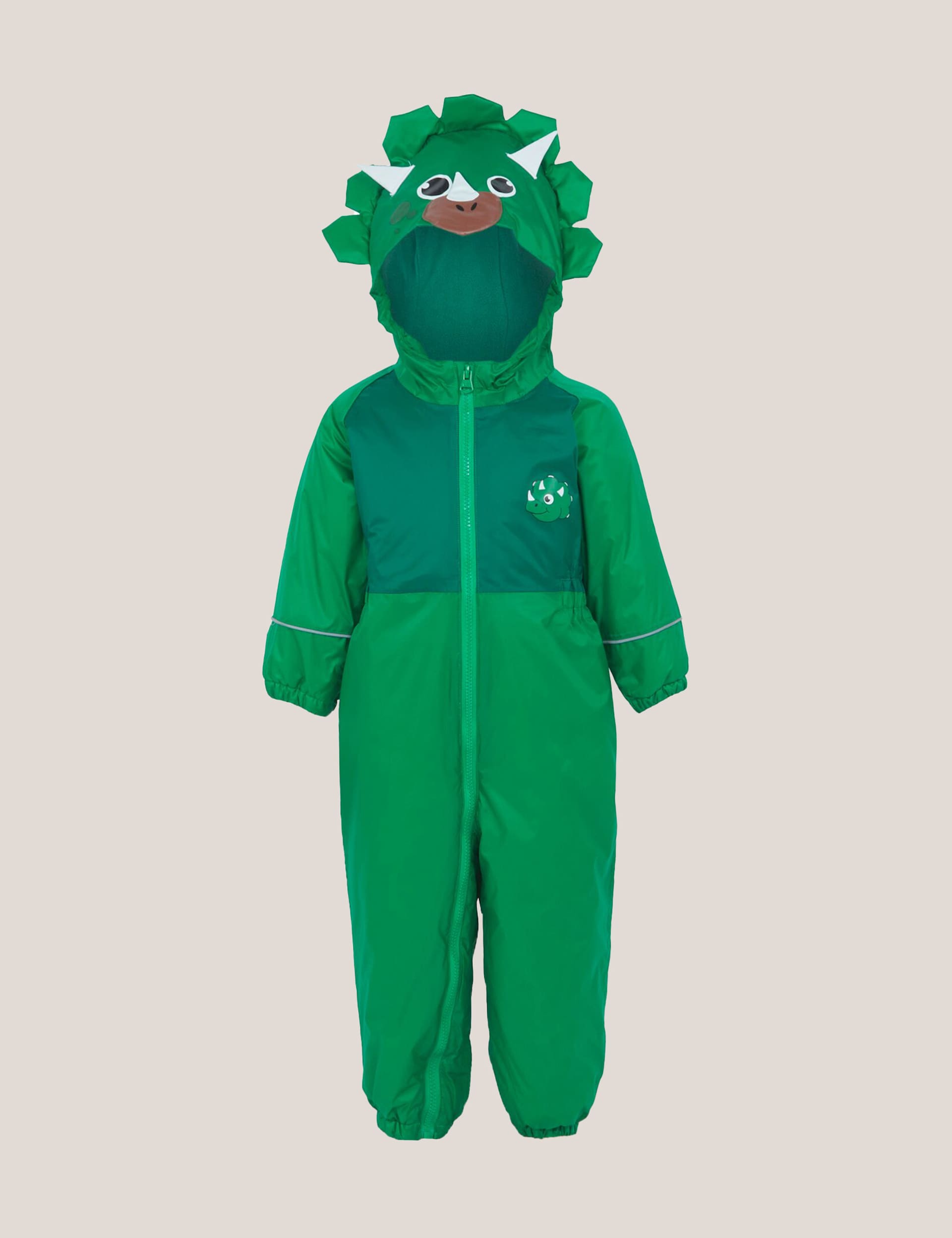 Regatta Boys Mudplay III Hooded Dinosaur Puddlesuit (6 Mths - 6 Yrs) - 18-24 - Green, Green