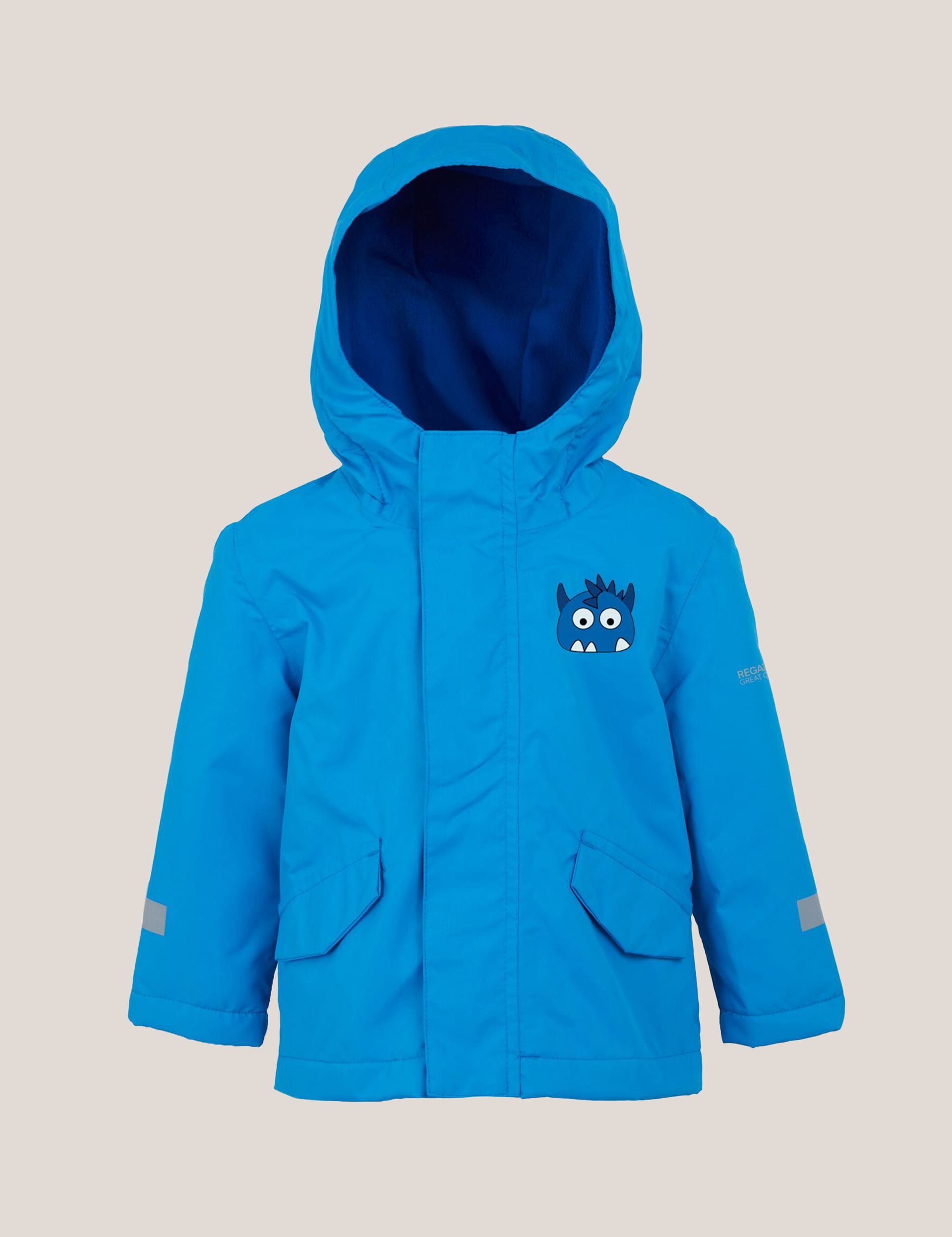 Regatta Boys Animal Rainy Day Monster Hooded Raincoat (6 Mths-6 Yrs) - 2-3 Y - Blue Mix, Green Mix,B