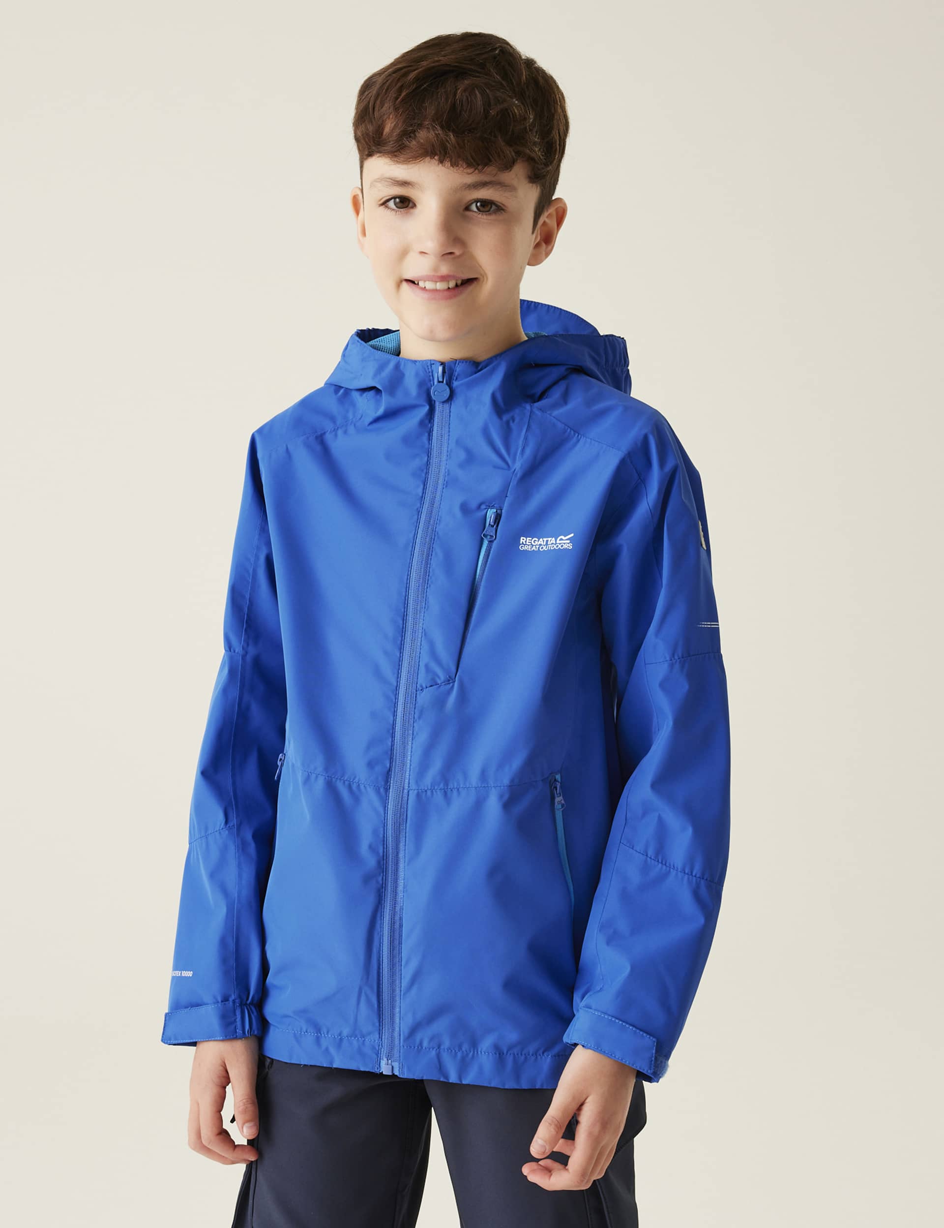 Regatta Boys Calderdale III Hooded Raincoat (3-14 Yrs) - 3-4 Y - Blue, Black,Blue