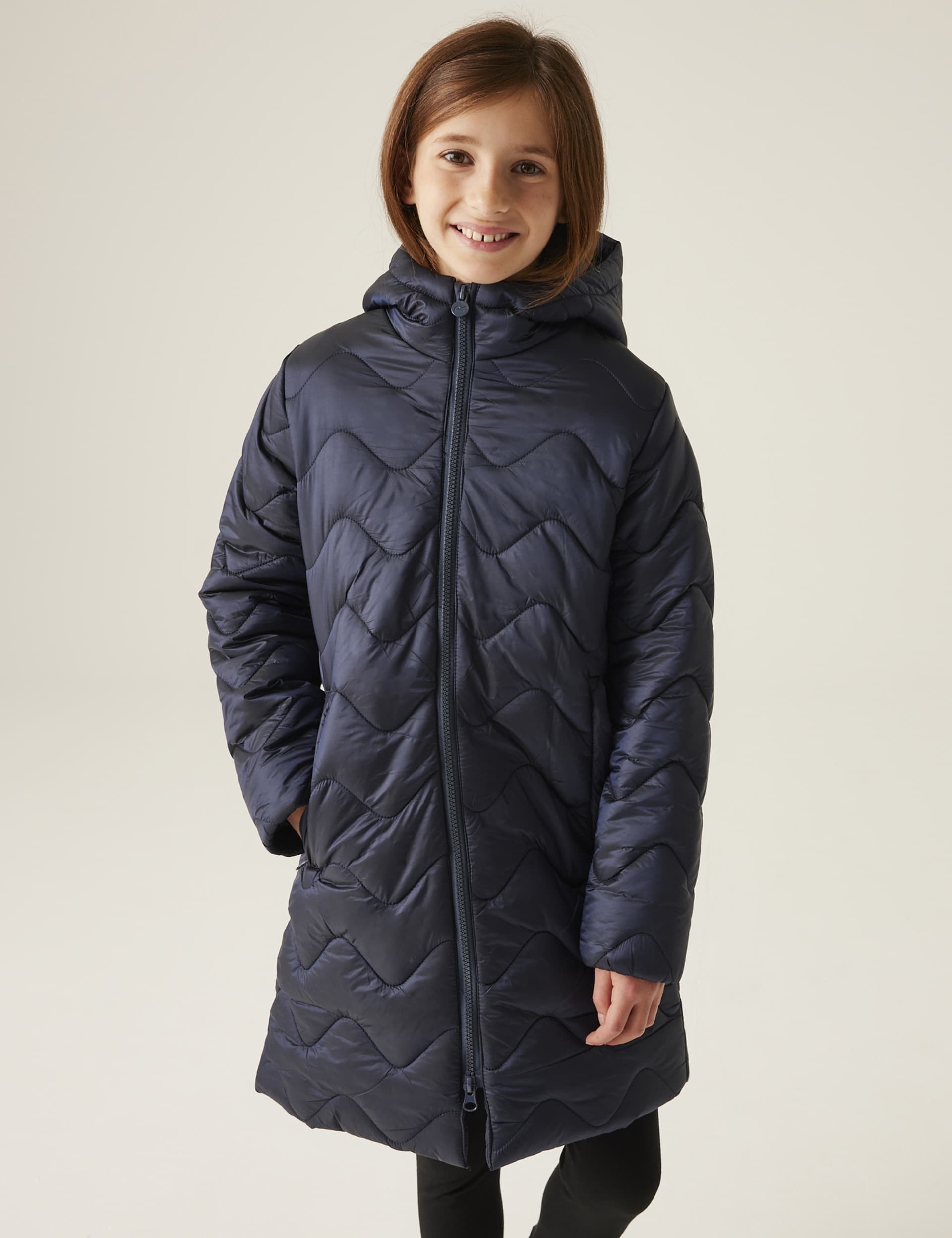 Regatta Girls Cambrie Hooded Padded Coat (3-14 Yrs) - 9-10Y - Navy, Navy,Green Mix