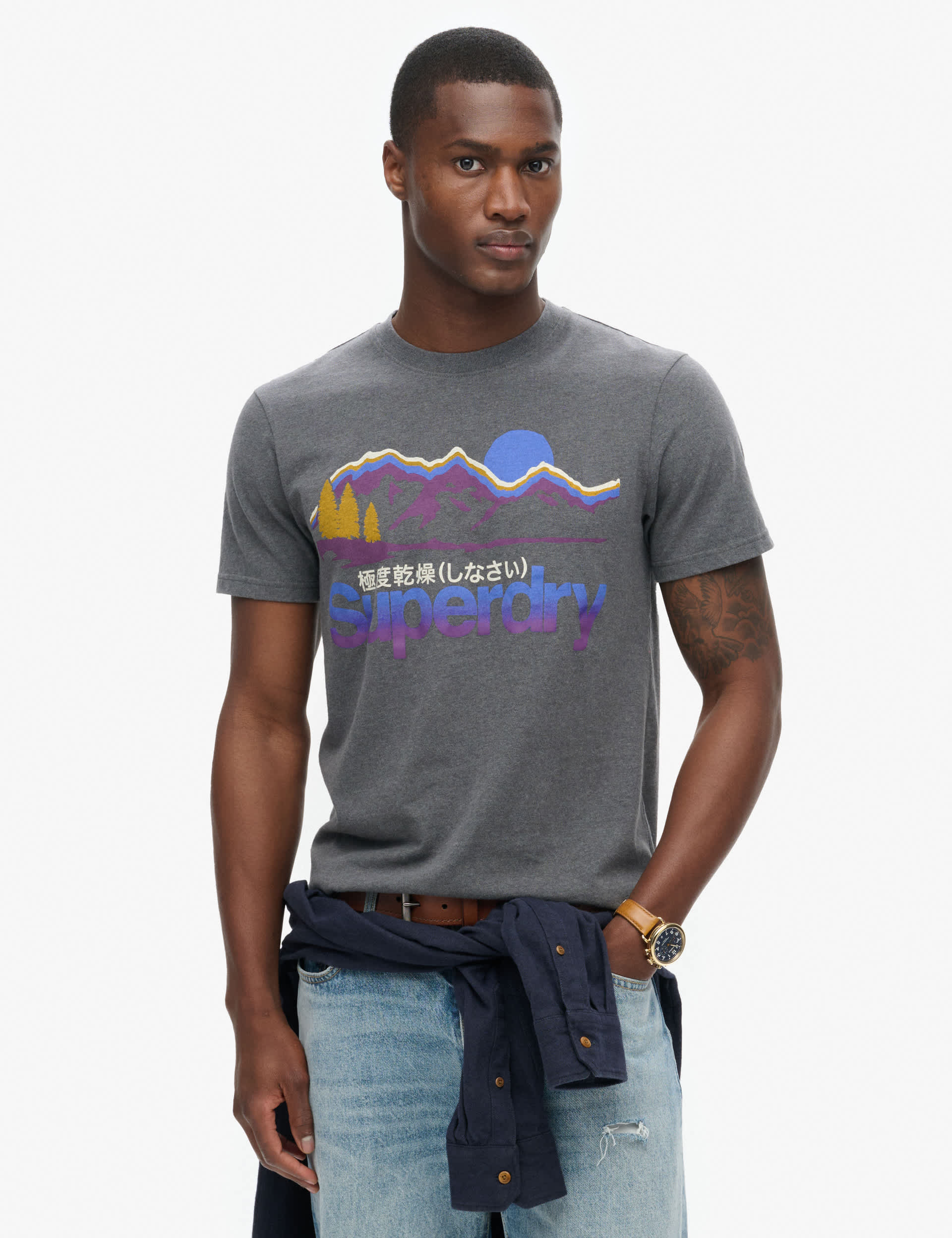 Superdry Men's Cotton Rich Outdoor Graphic T-Shirt - Grey, Grey