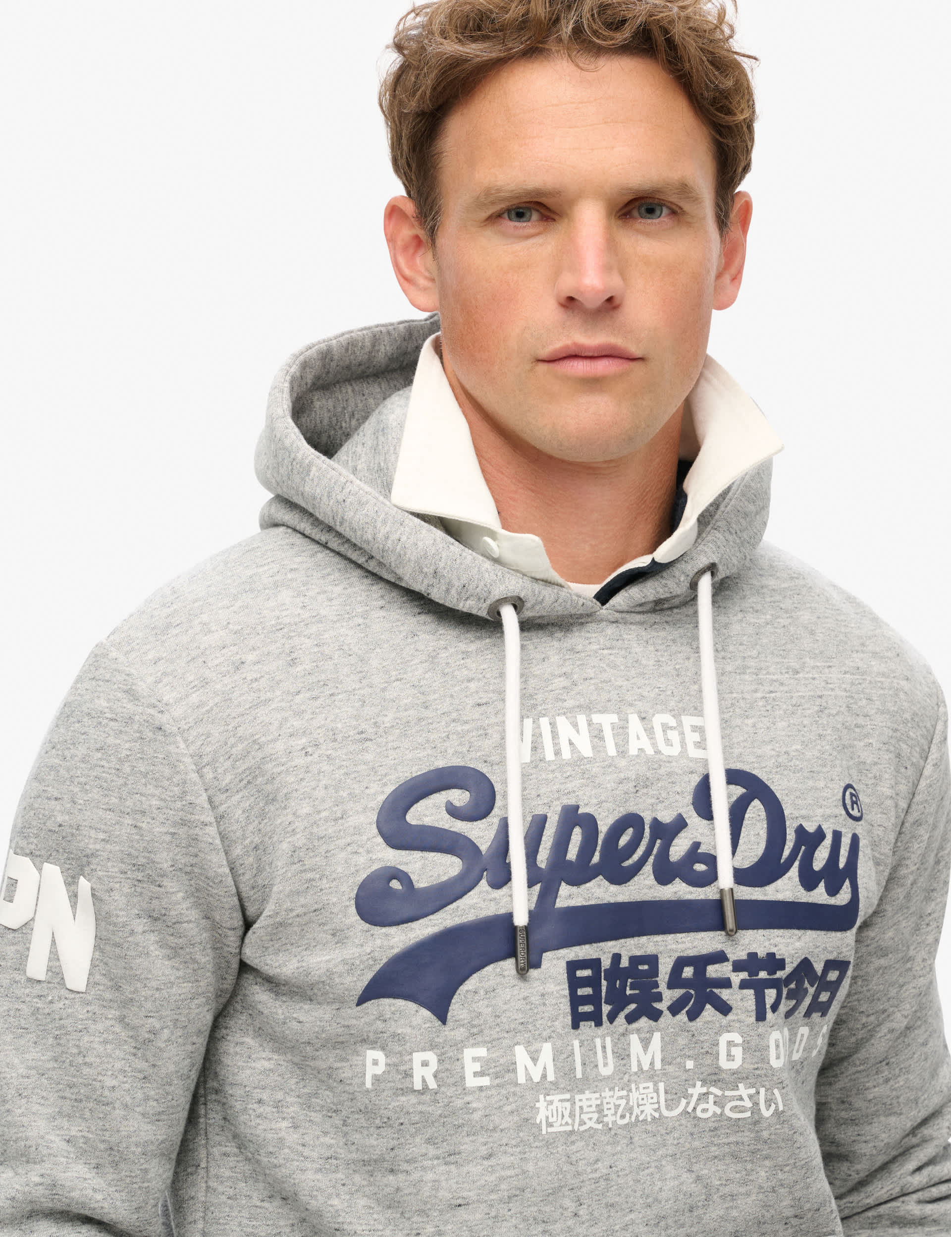 Superdry Men's Cotton Rich Logo Hoodie - Grey, Grey