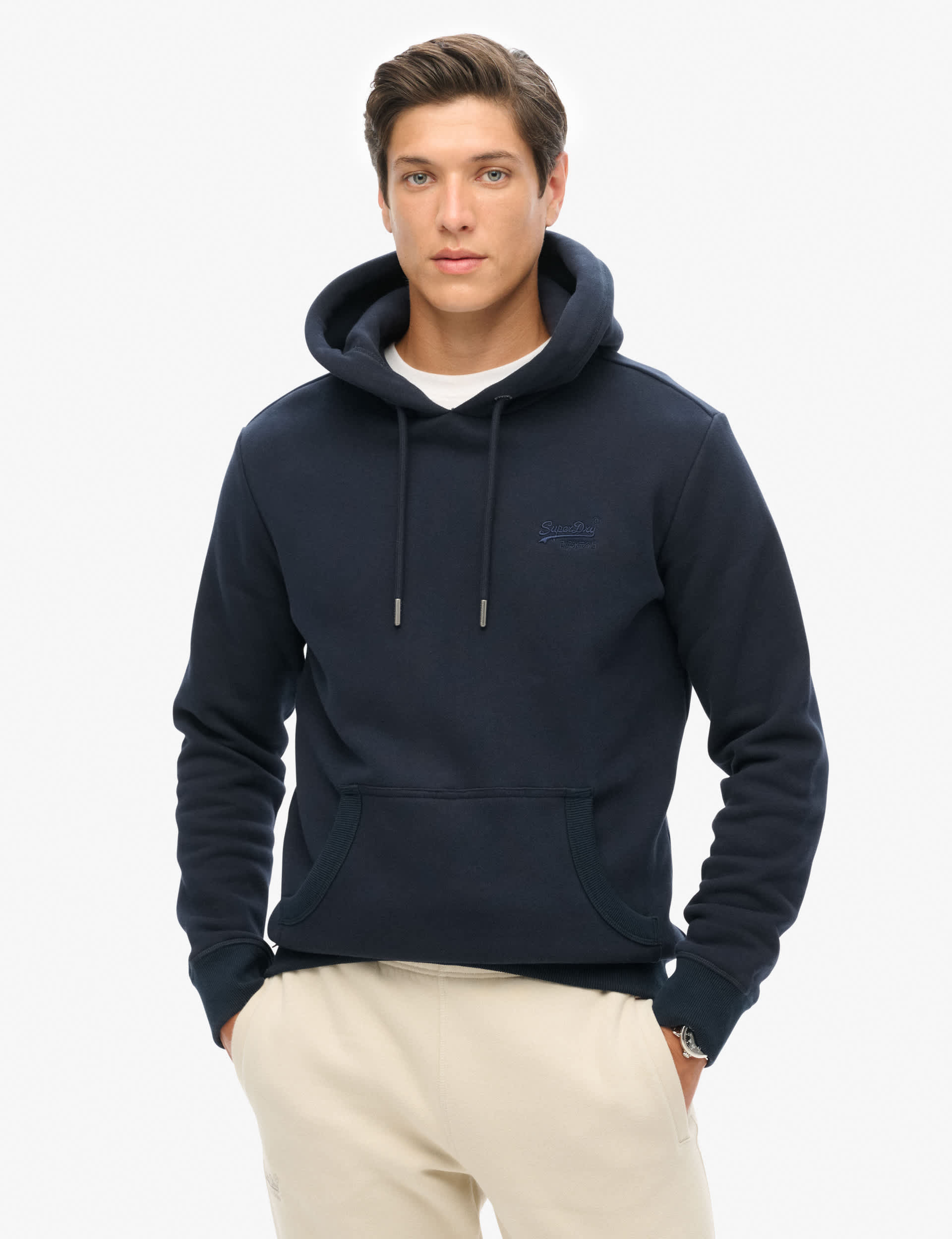 Superdry Men's Cotton Rich Logo Hoodie - S - Navy, Navy