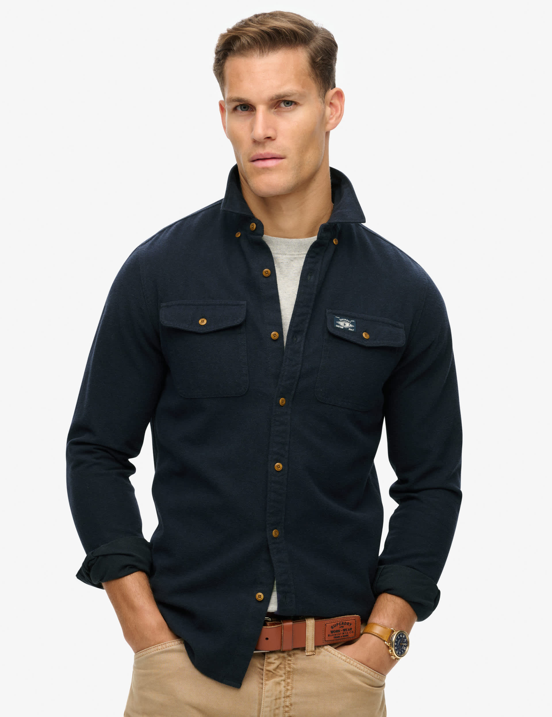 Superdry Men's Pure Cotton Overshirt - Navy, Navy