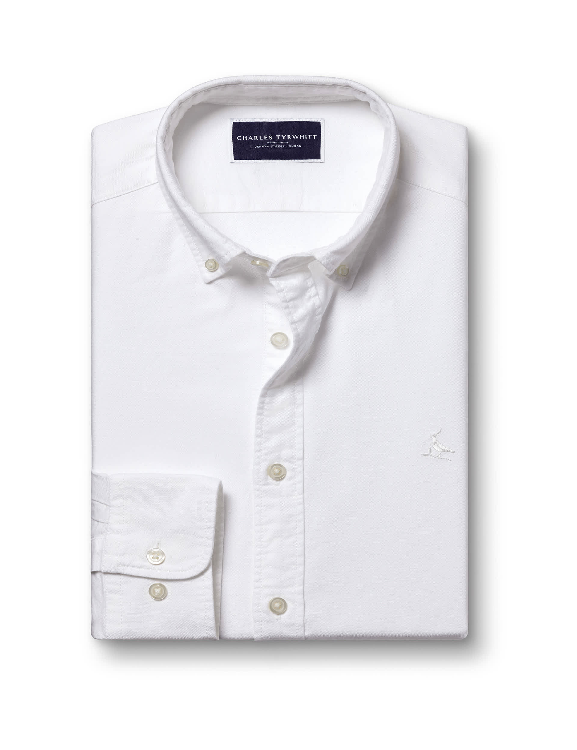 Charles Tyrwhitt Men's Slim Fit Cotton Stretch Oxford Shirt - White, White,Light Blue