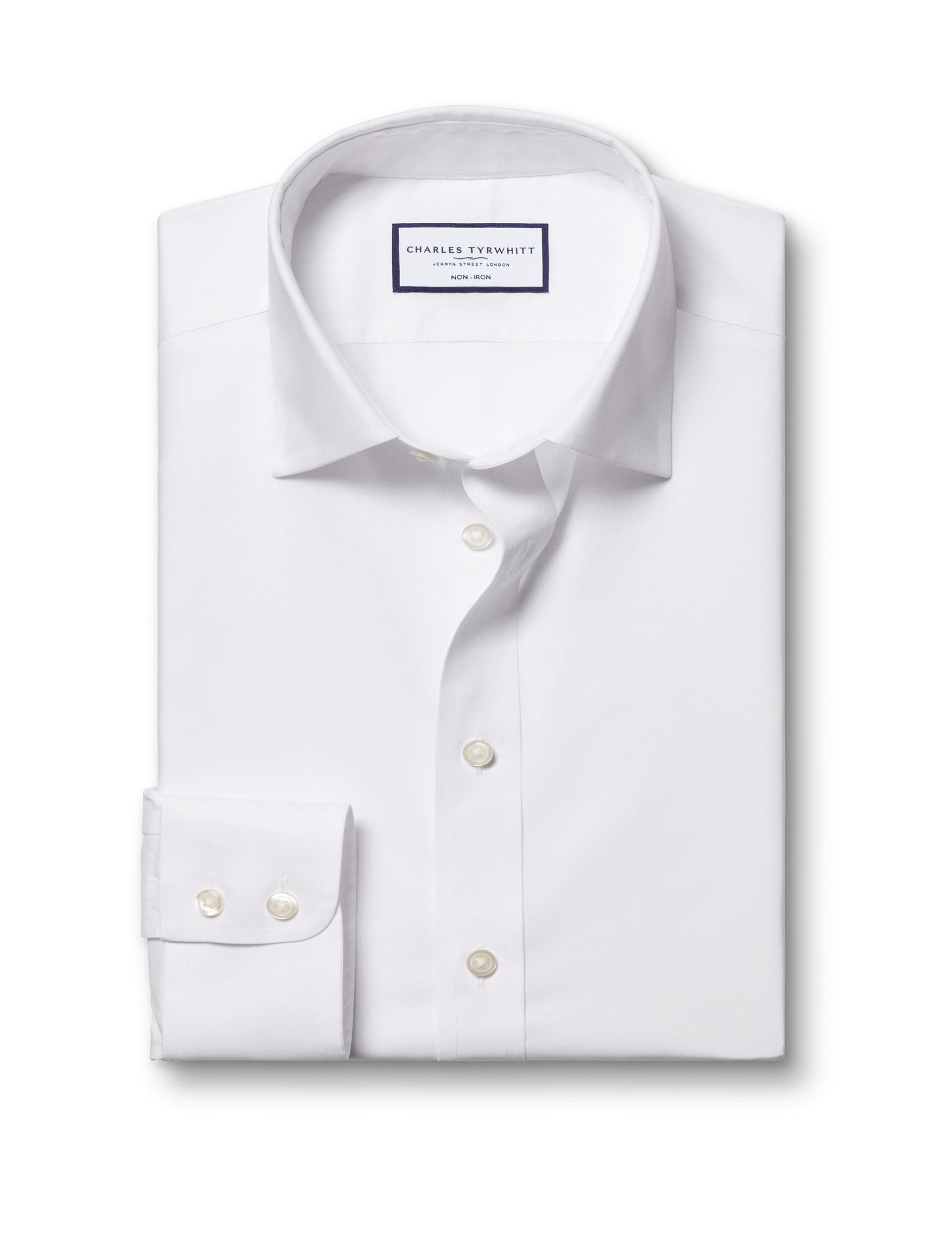 Charles Tyrwhitt Men's Slim Fit Non Iron Pure Cotton Shirt - 17.536 - White, White