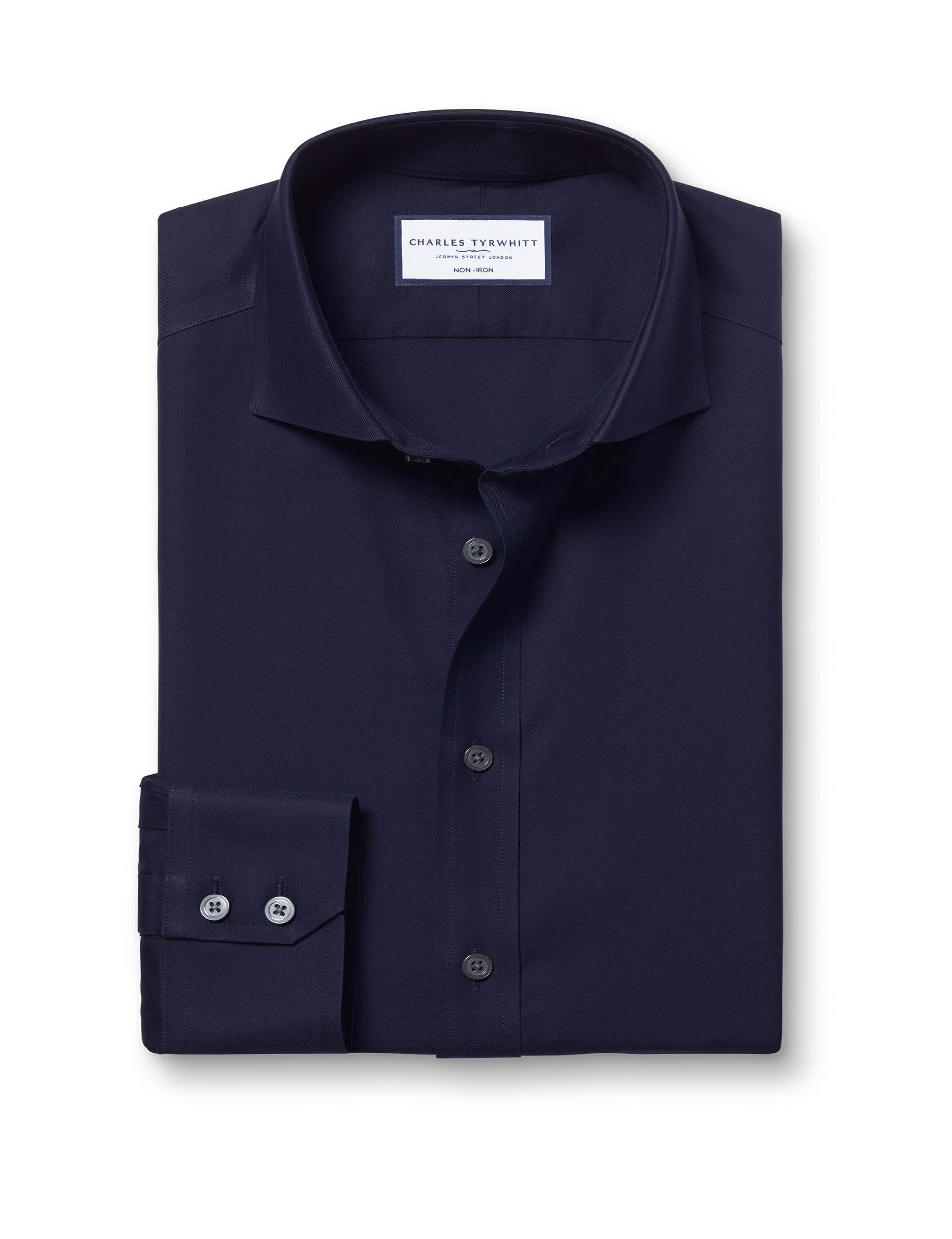 Charles Tyrwhitt Men's Slim Fit Non Iron Pure Cotton Twill Shirt - 15.533 - Navy, Navy