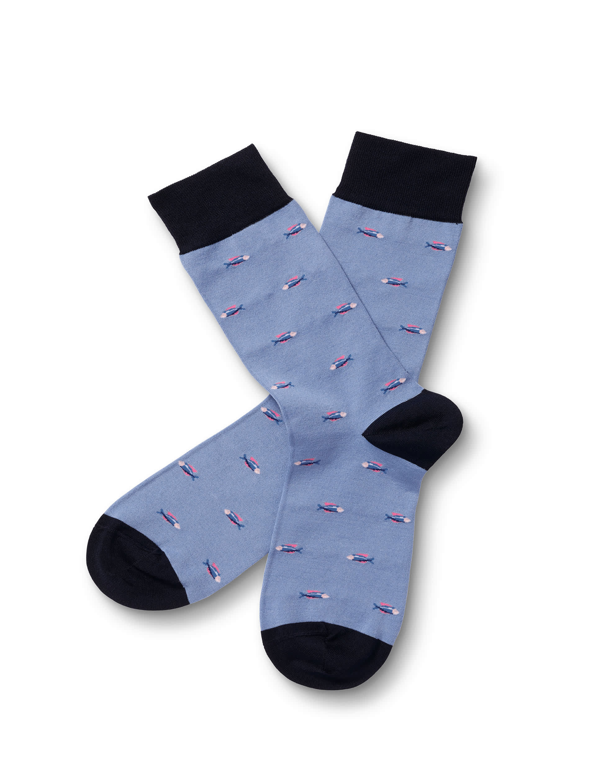 Charles Tyrwhitt Men's Fish Cotton Rich Socks - M - Blue Mix, Blue Mix