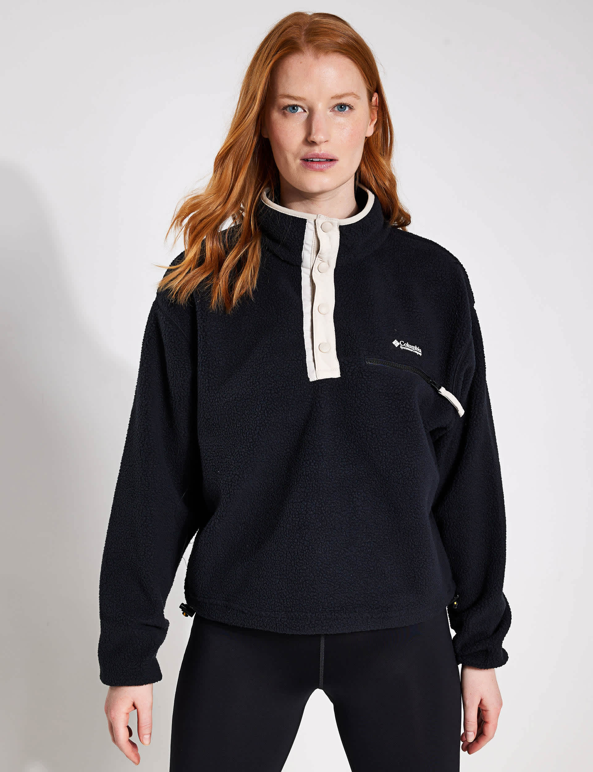 Columbia Women's Helvetia Funnel Neck Cropped Fleece - M - Black Mix, Black Mix