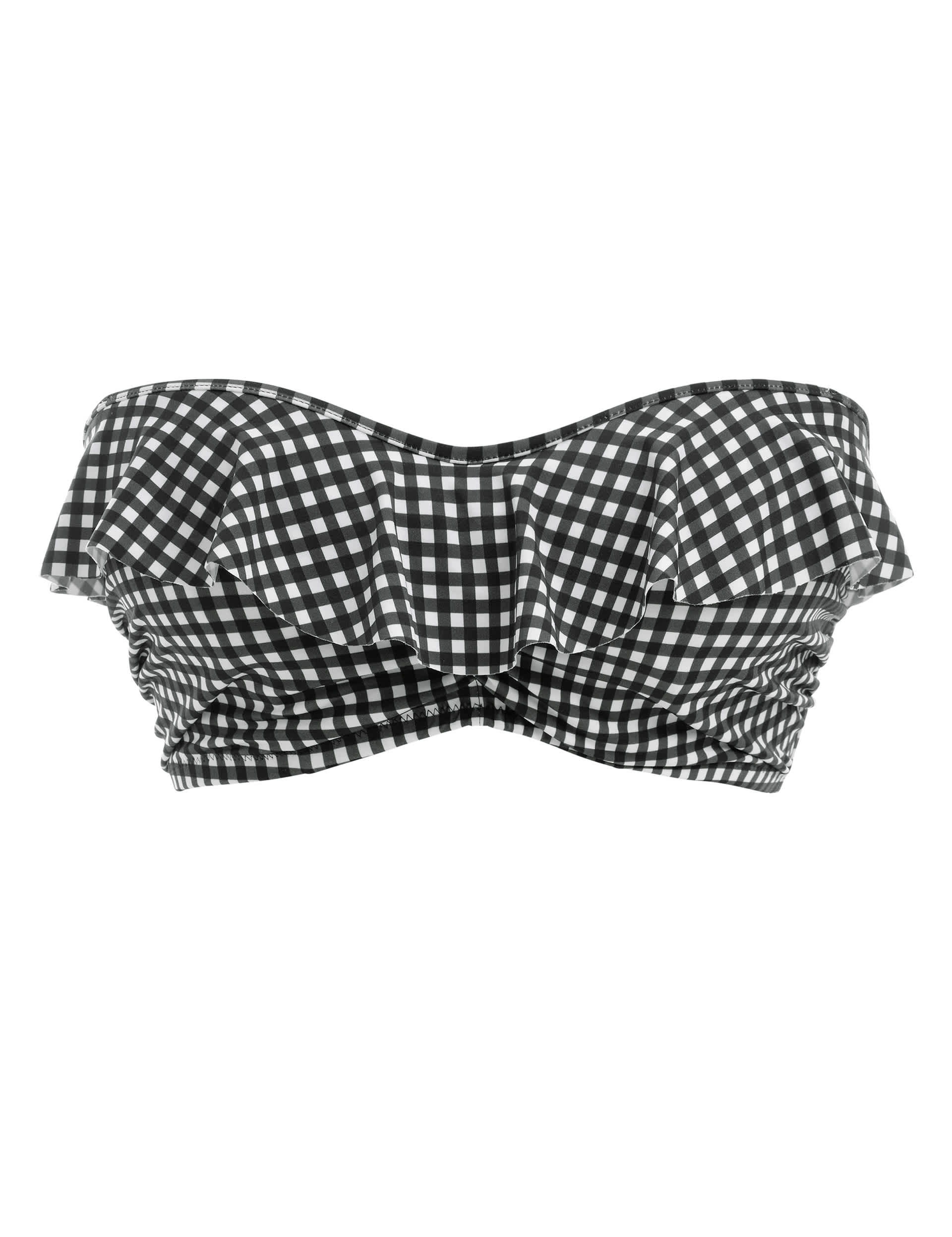 Freya Women's Check in Underwired Bandeau Gingham Bikini Top - 30E - Black Mix, Black Mix