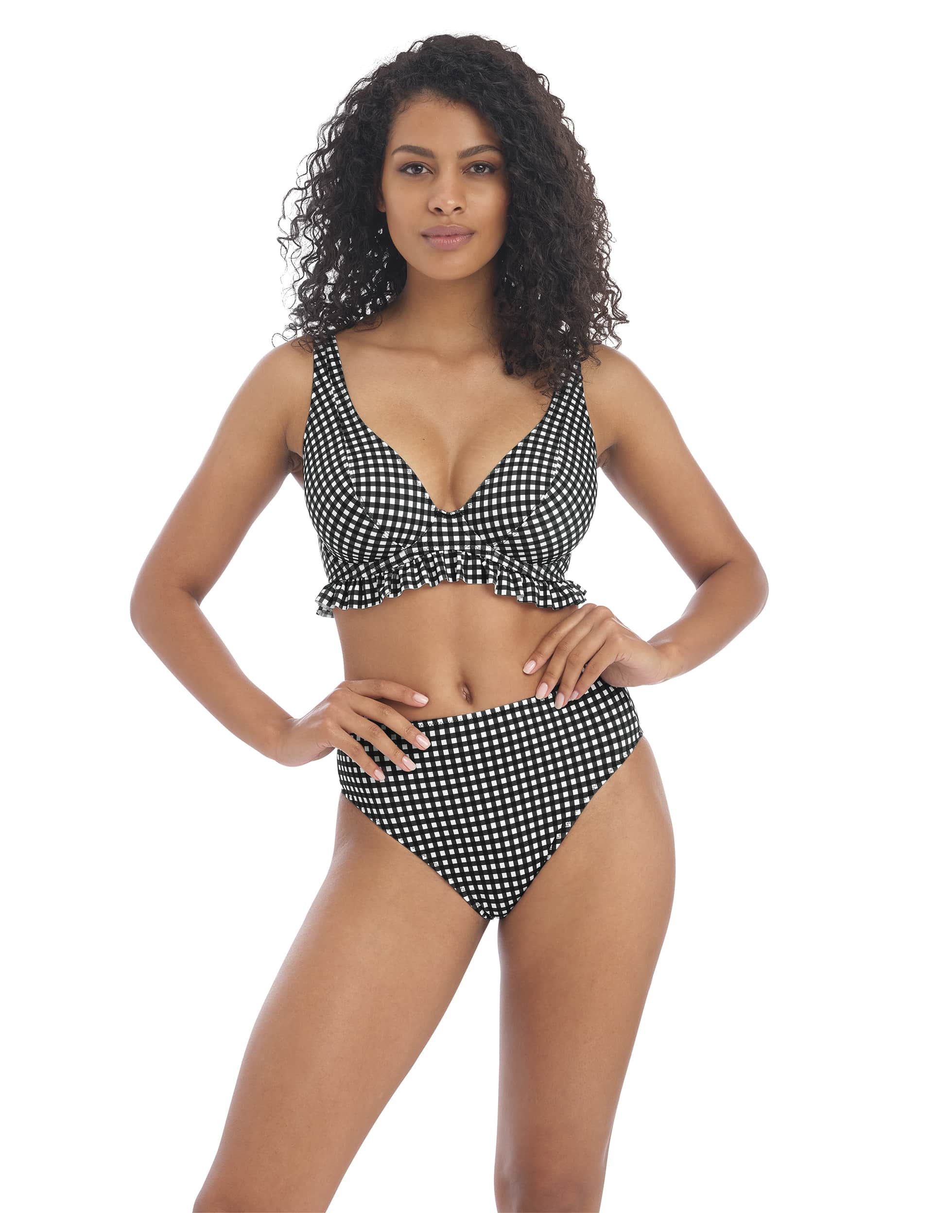 Freya Women's Check In High Waist Gingham Bikini Brief - Black Mix, Black Mix