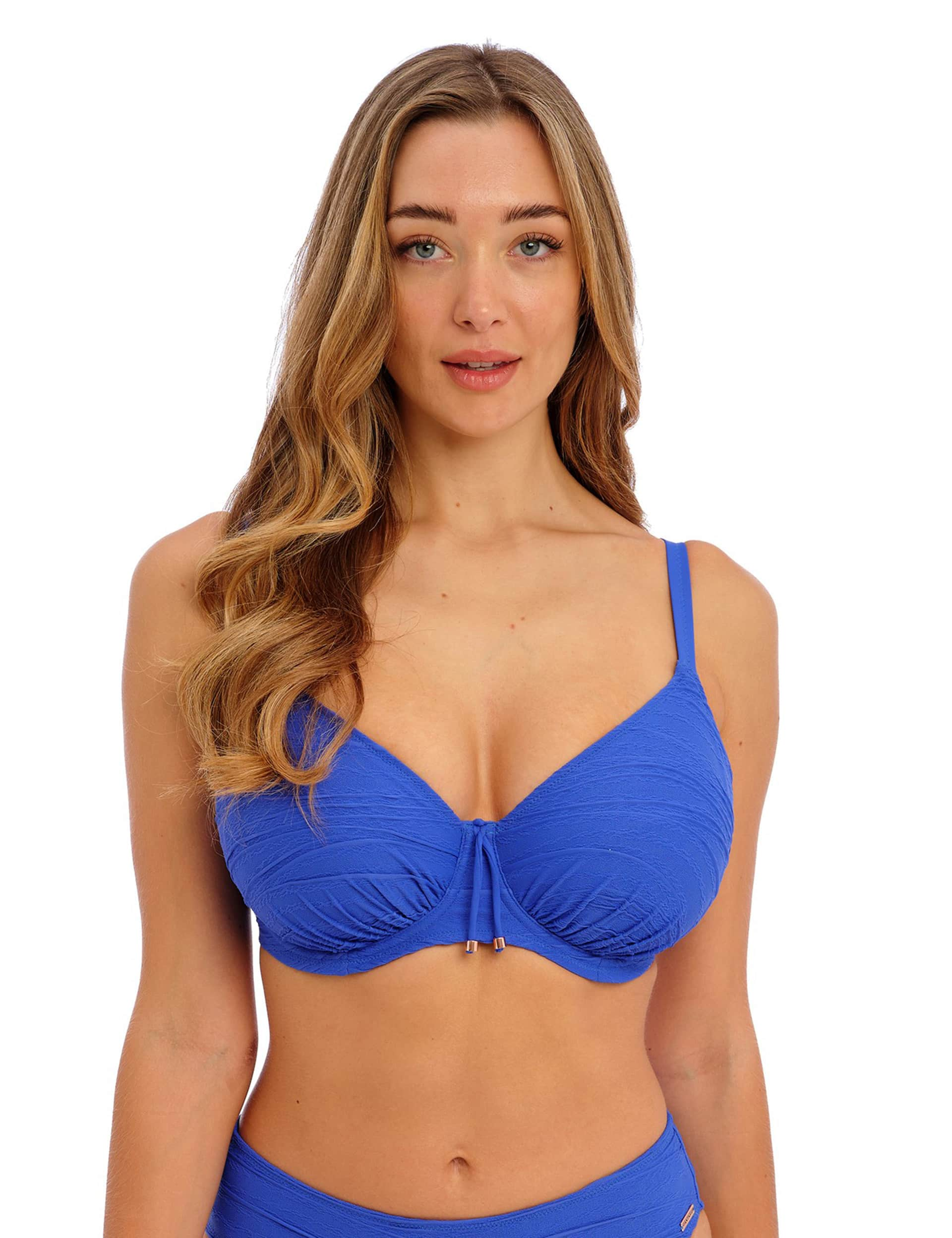 Fantasie Women's Beach Waves Wired Scoop Neck Bikini Top D-H - 34DD - Blue, Blue