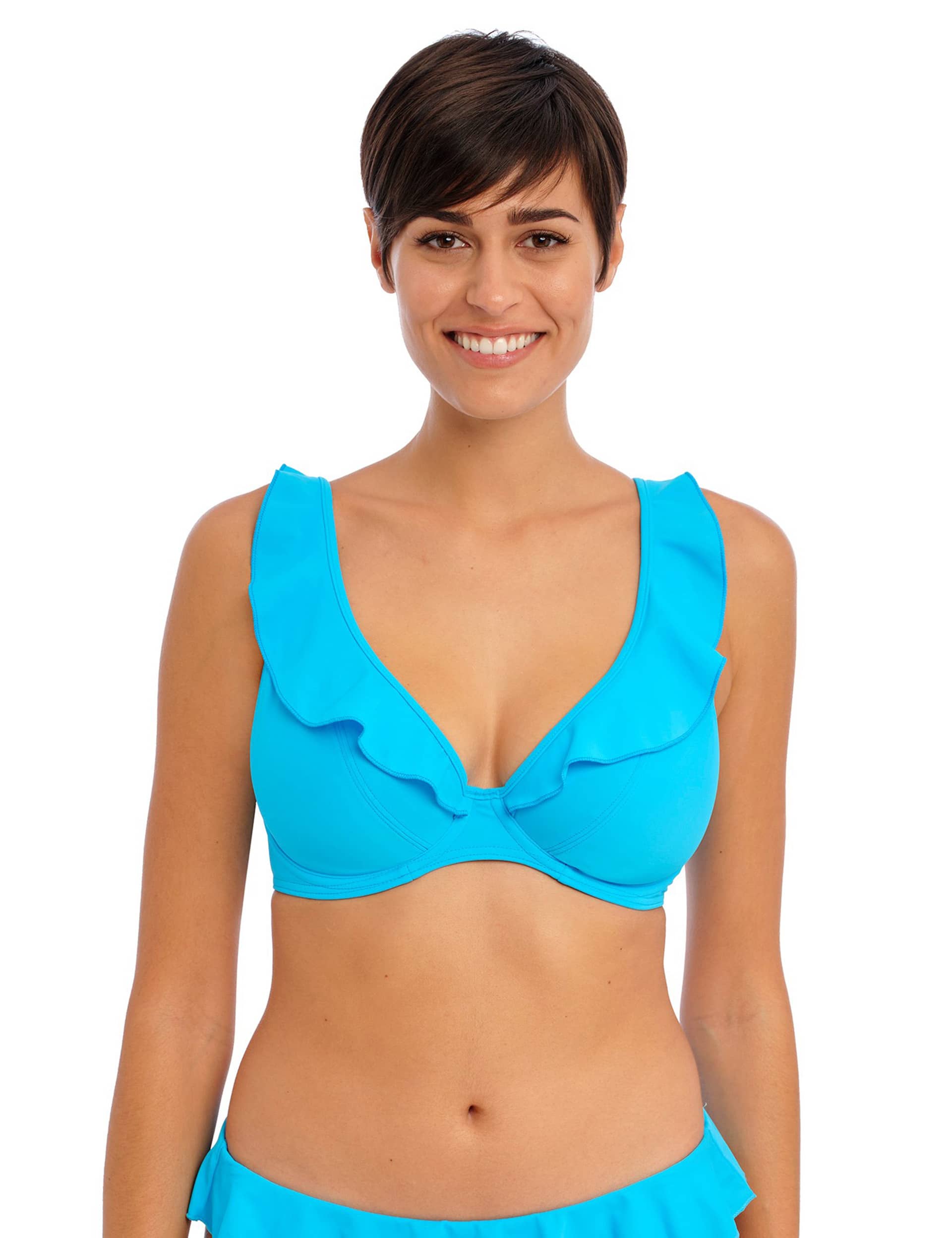 Freya Women's Jewel Cove Printed Wired Plunge Bikini Top - 38F - Blue Mix, Black Mix,Blue Mix