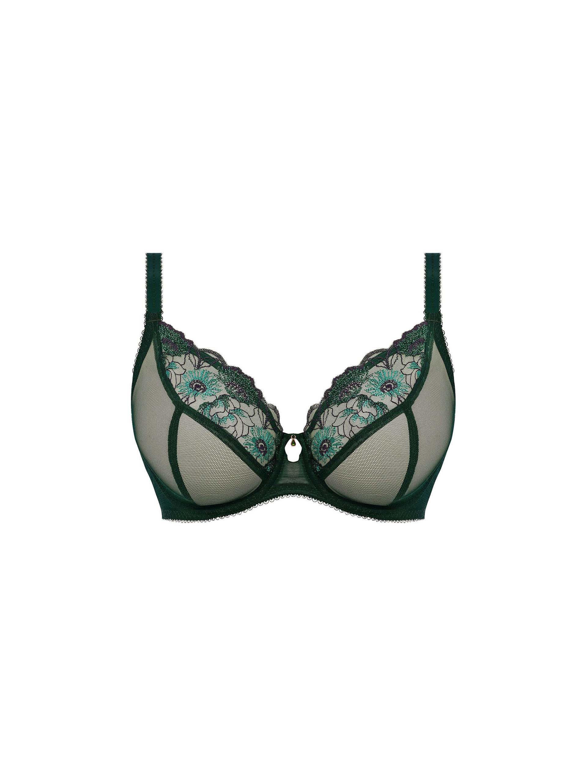 Freya Women's Loveland Mesh Wired Side Support Bra (D-FF) - 34DD - Dark Green, Dark Green