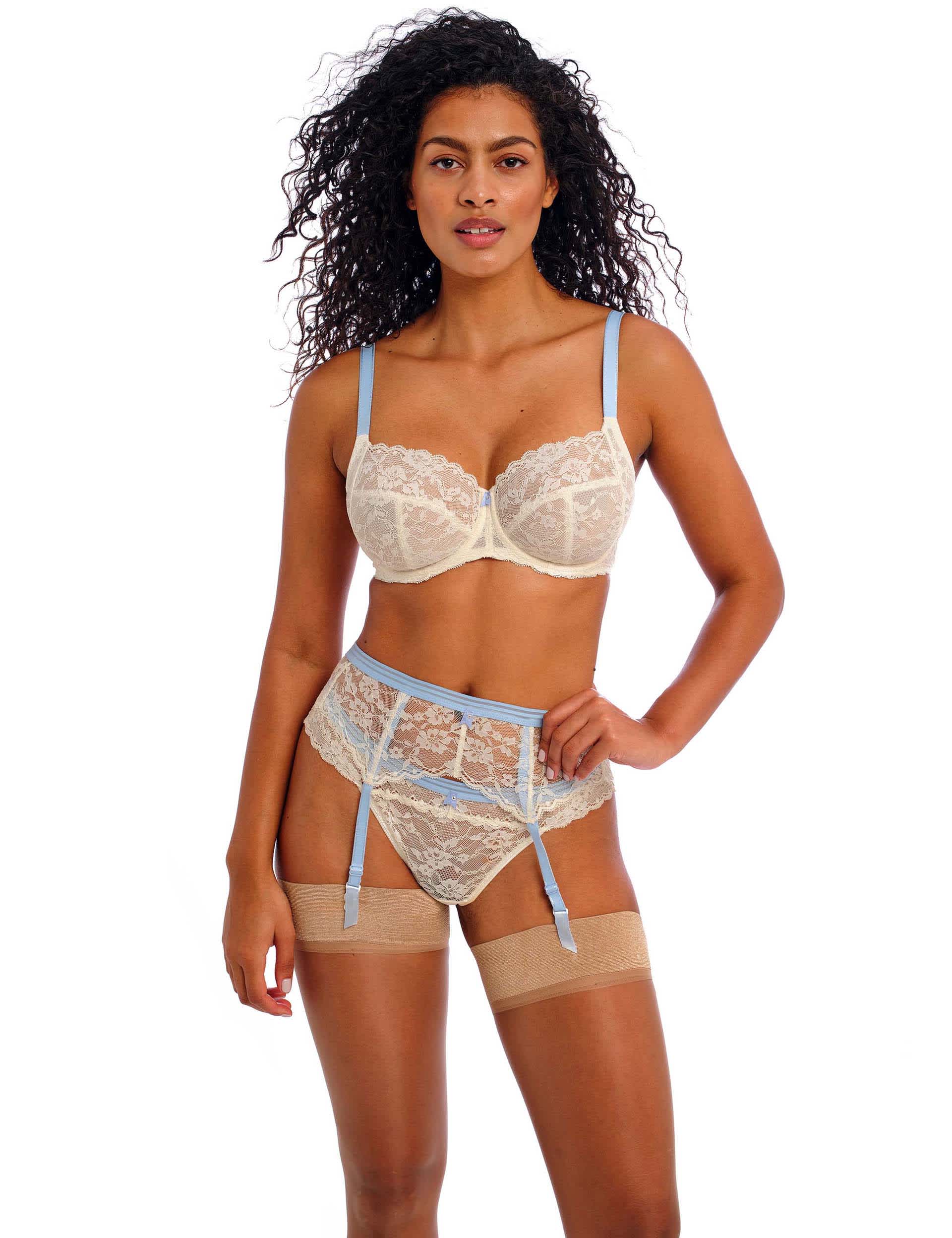 Freya Women's Offbeat Lace Suspender - M - White Mix, White Mix