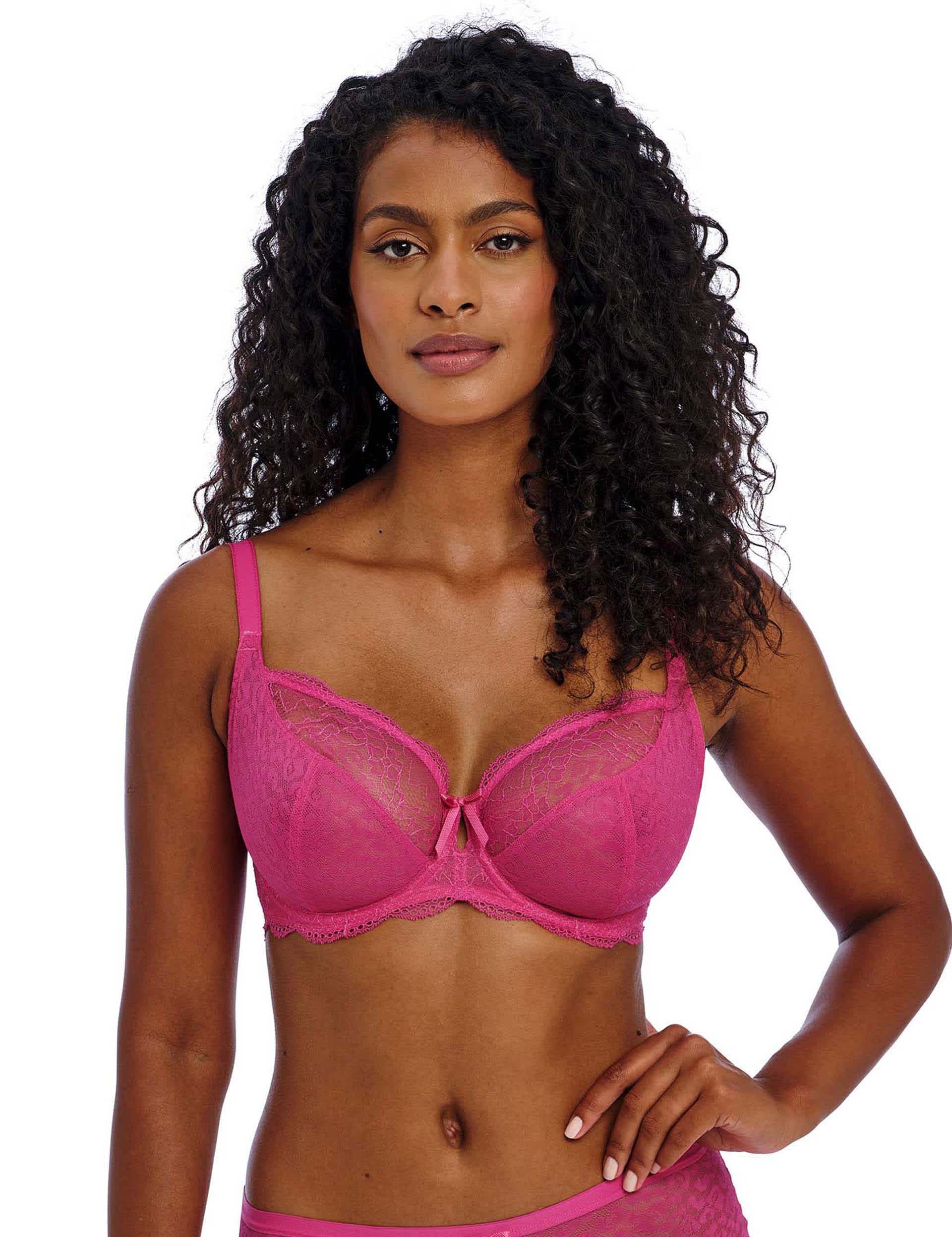 Women's Freya Fancies Lace Wired Plunge Bra D-FF - 36E - Bright Pink, Bright Pink