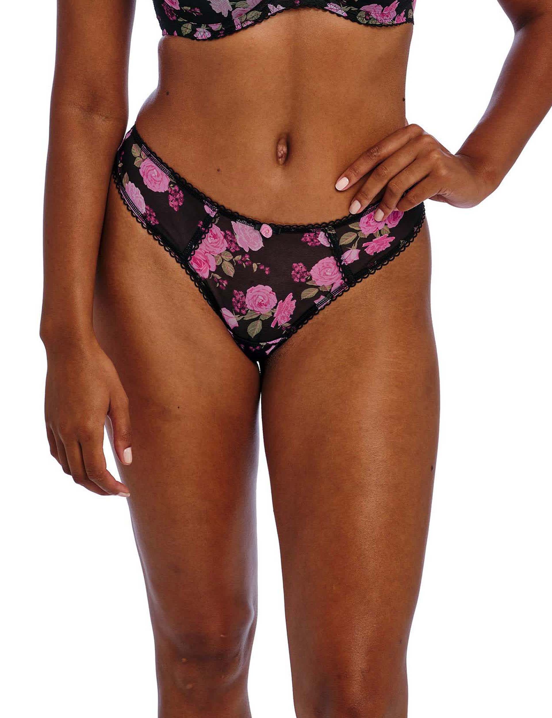 Freya Women's Cotton Rich Printed Thong - M - Black Mix, Black Mix