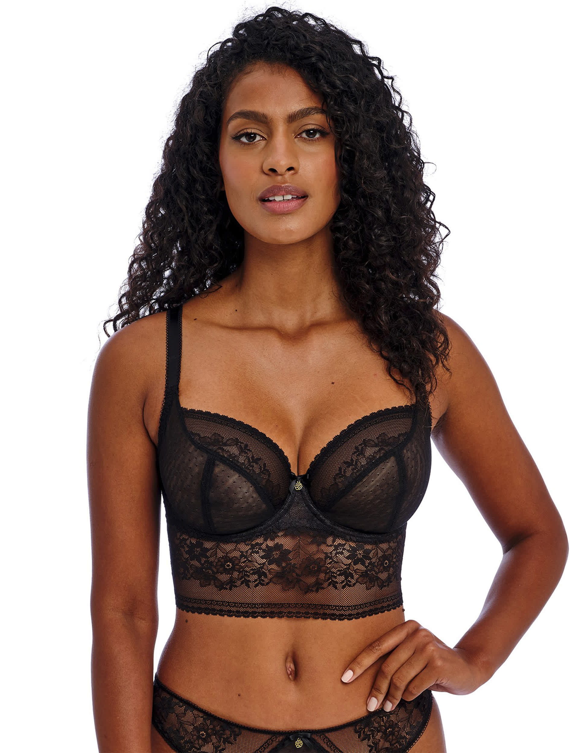 Freya Women's Sydnie Wired Longline Bra (D-FF) - 36E - Black, Black