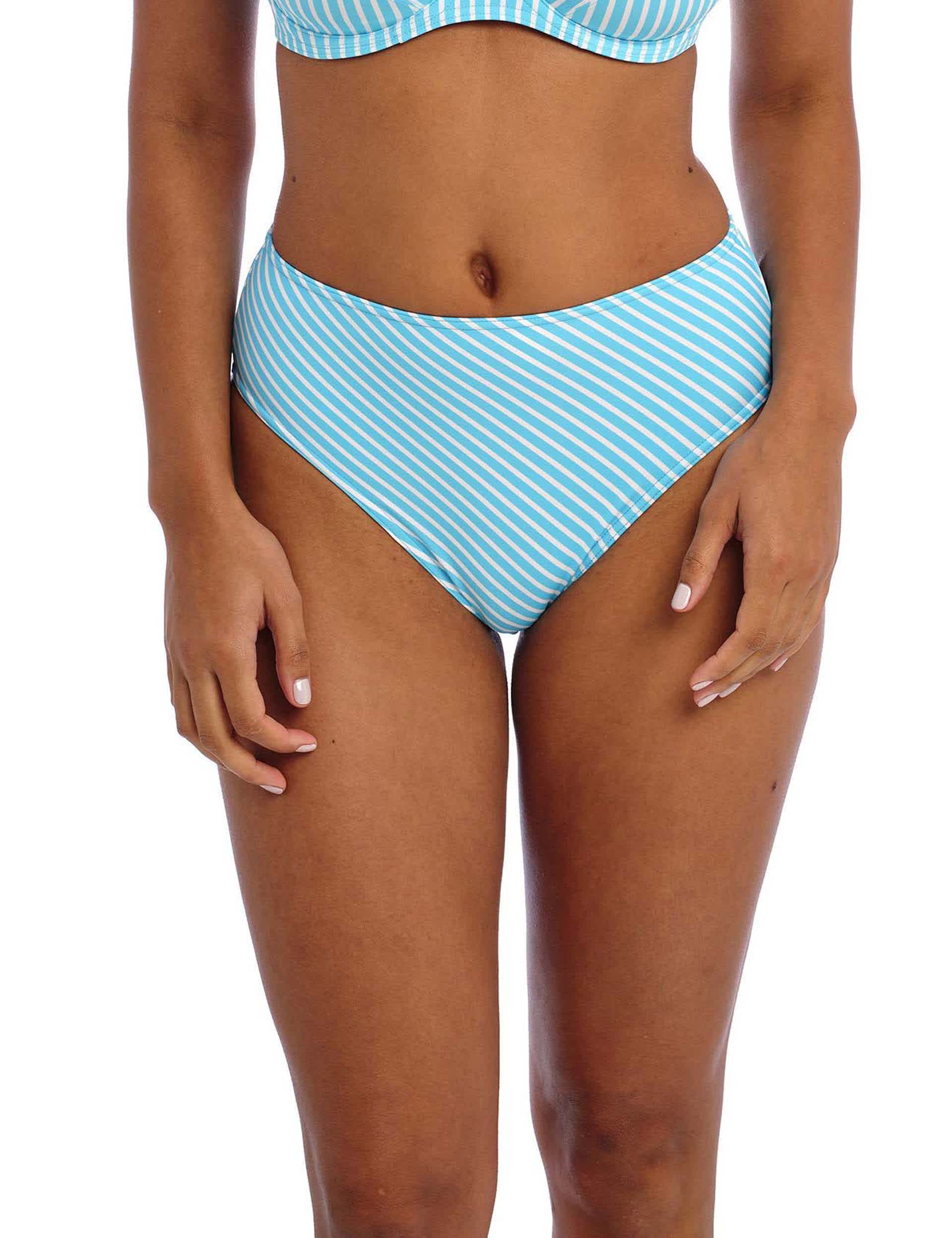 Freya Women's Jewel Cove Striped High Waisted Bikini Bottoms - Turquoise Mix, Turquoise Mix