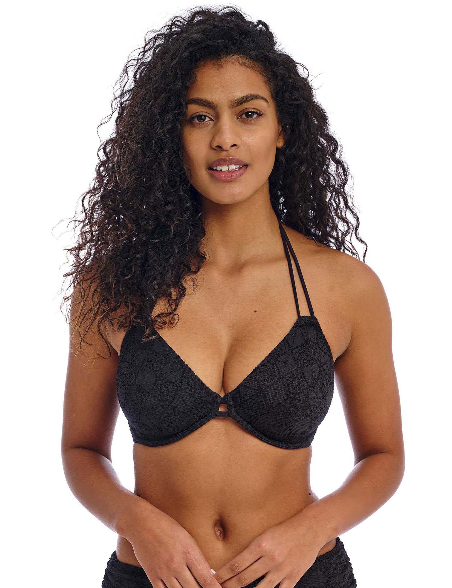 Freya Women's Nomad Nights Wired Plunge Bikini Top - 36DD - Black, Black,Blue