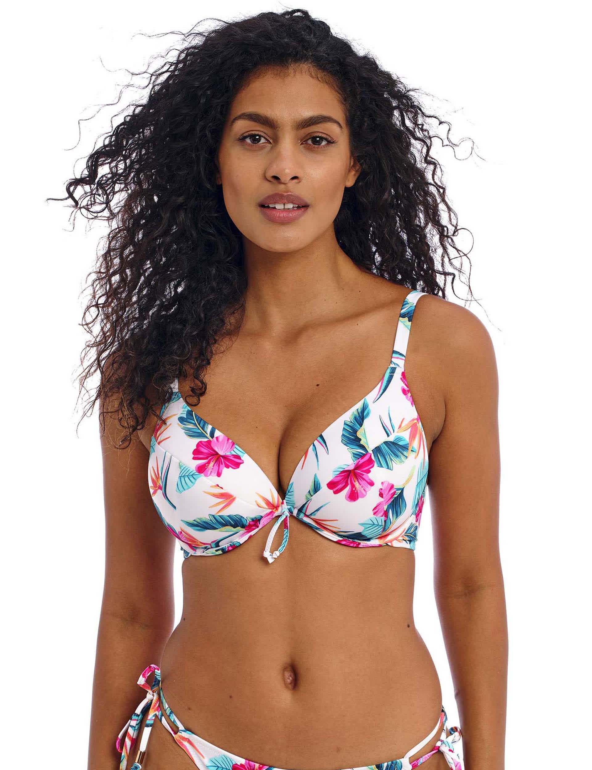 Freya Women's Palm Paradise Wired Plunge Bikini Top - 32D - White, White