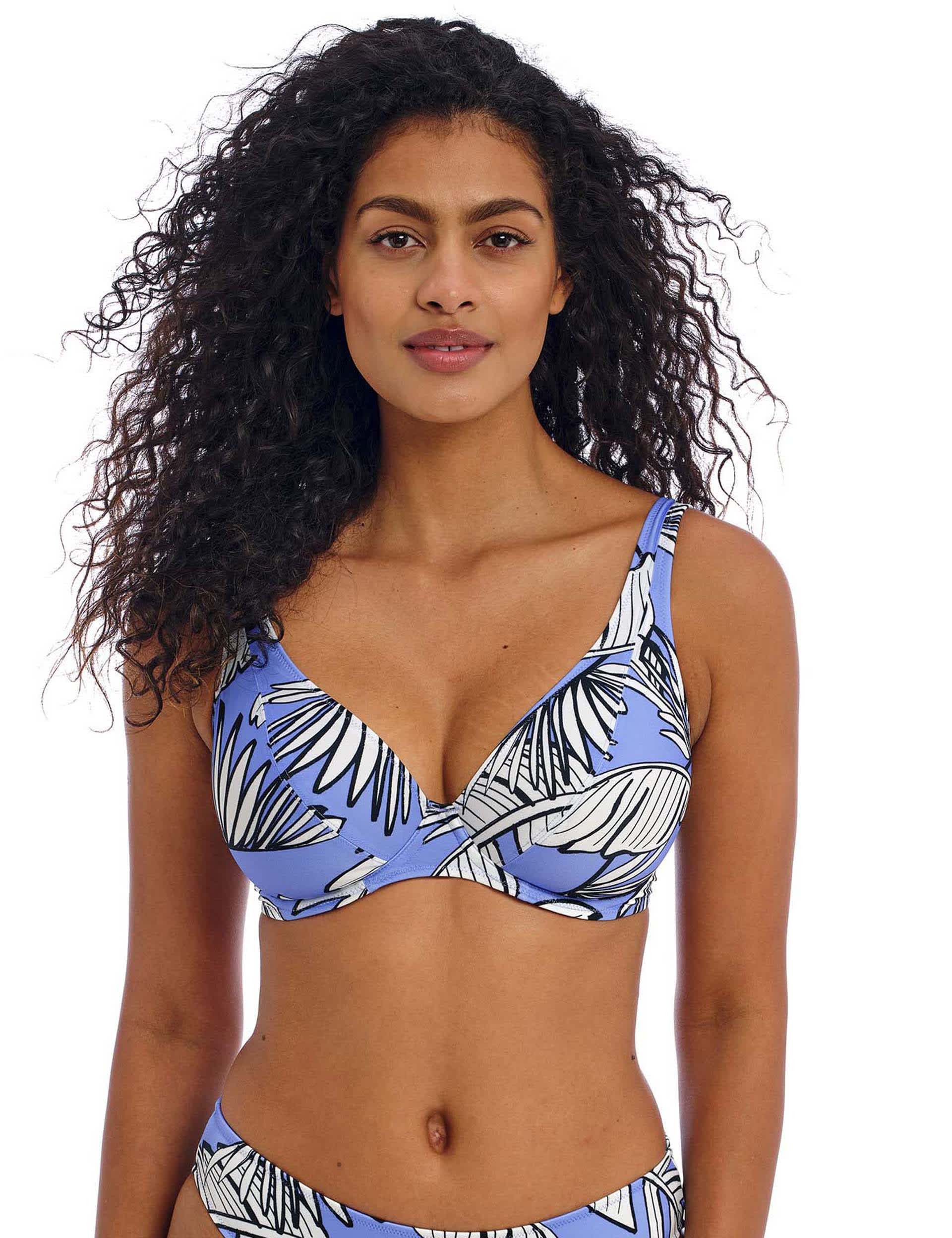 Freya Women's Mali Beach Printed Wired Plunge Bikini Top - 32FF - Blue Mix, Blue Mix