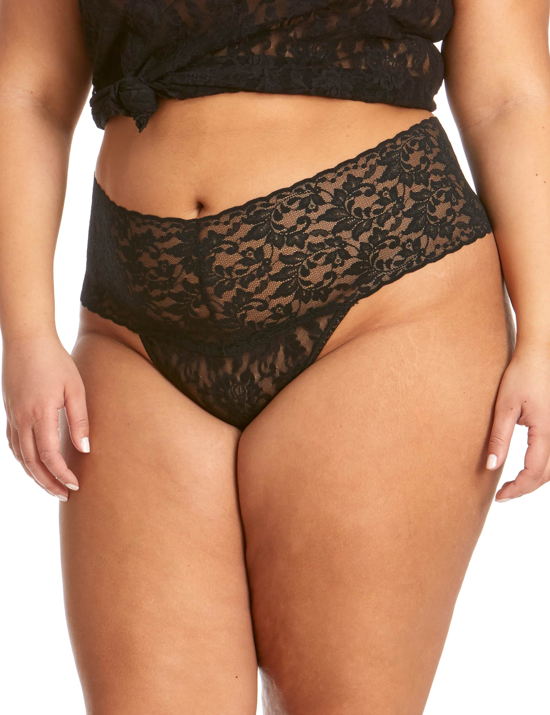 Hanky Panky Women's Lace High Waisted Thong - Black, Beige,Black