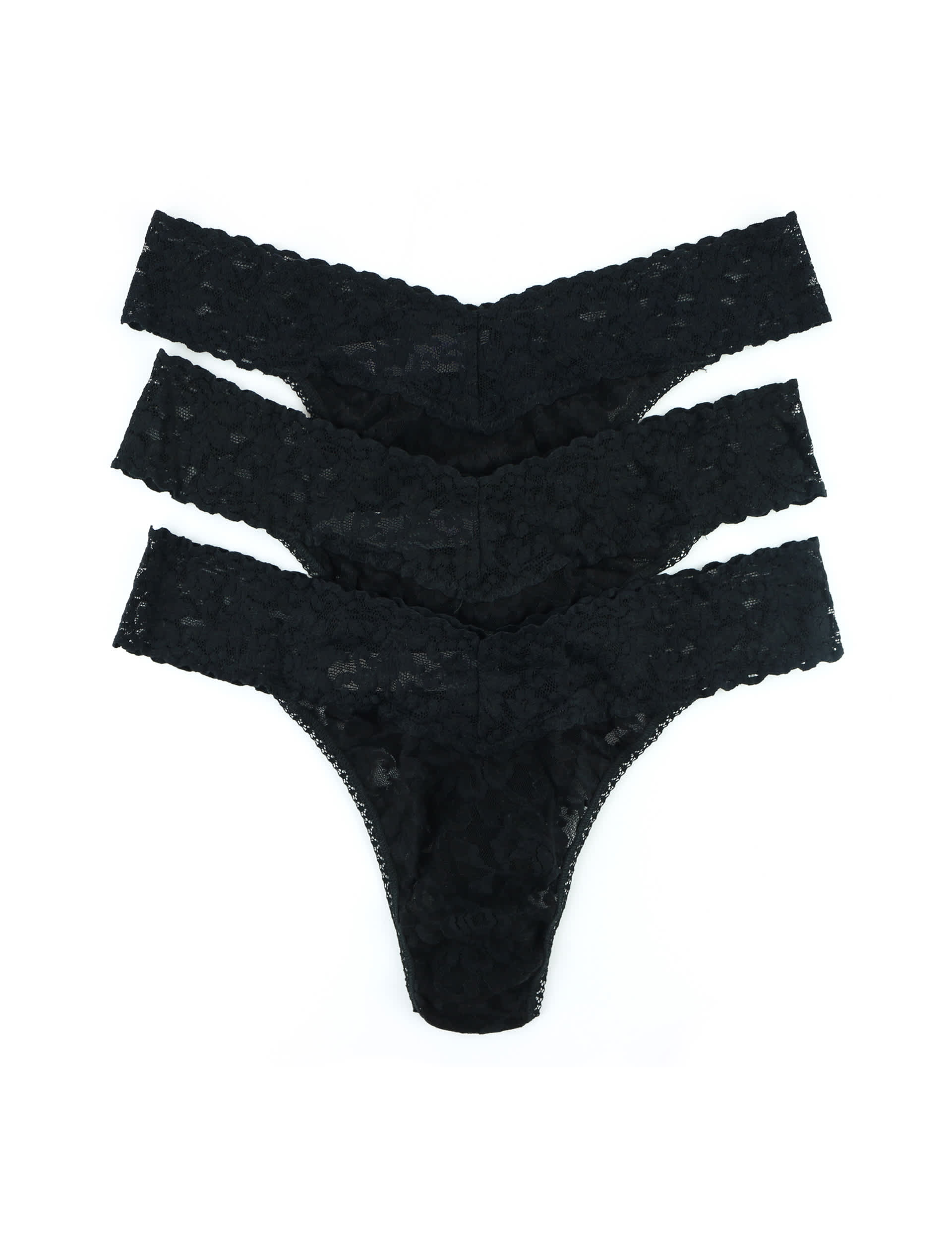 Hanky Panky Women's 3pk Lace Thongs - Black, Black