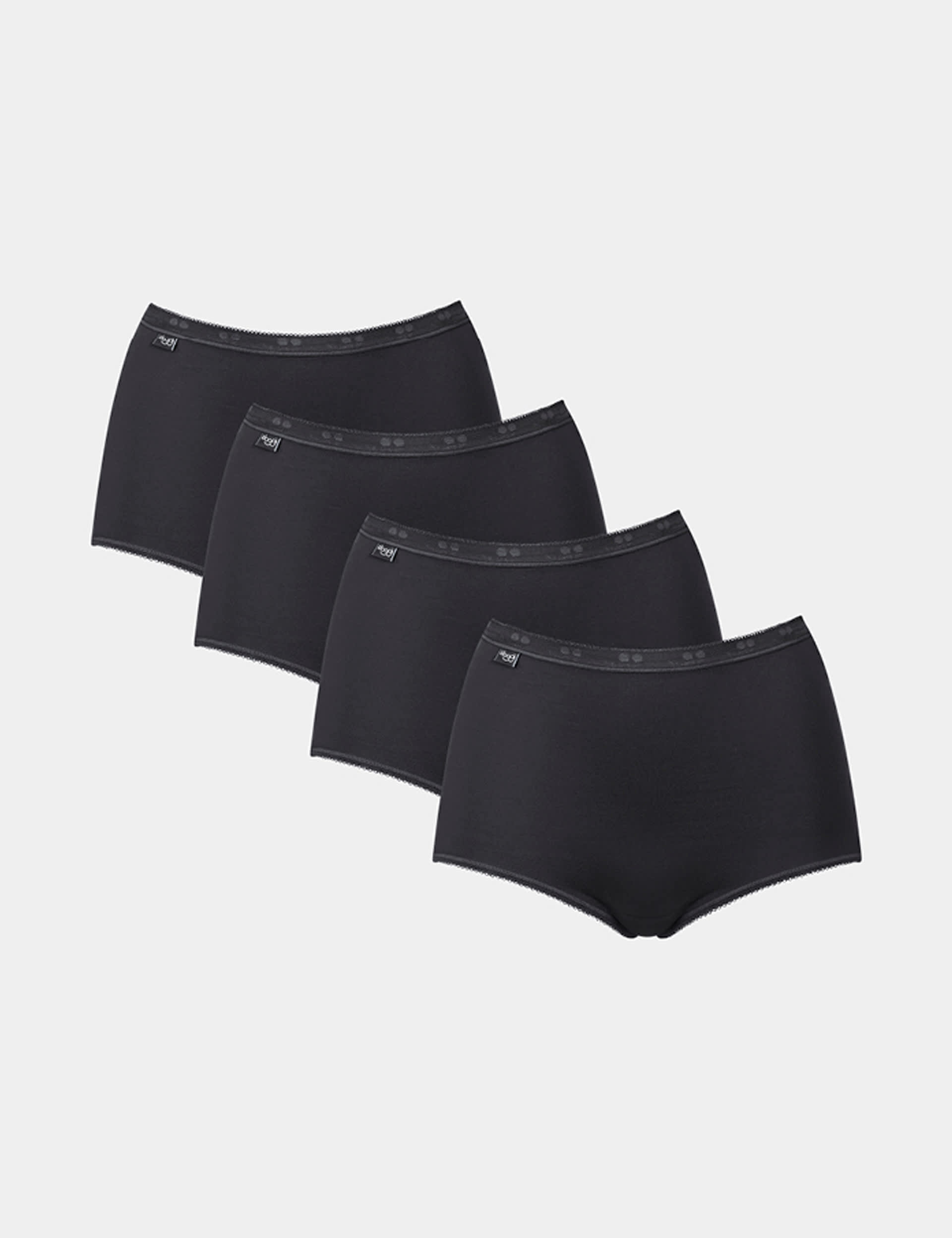 Sloggi Women's 4pk Basic+ Maxi Cotton Rich Full Briefs - 18 - Black, White,Black