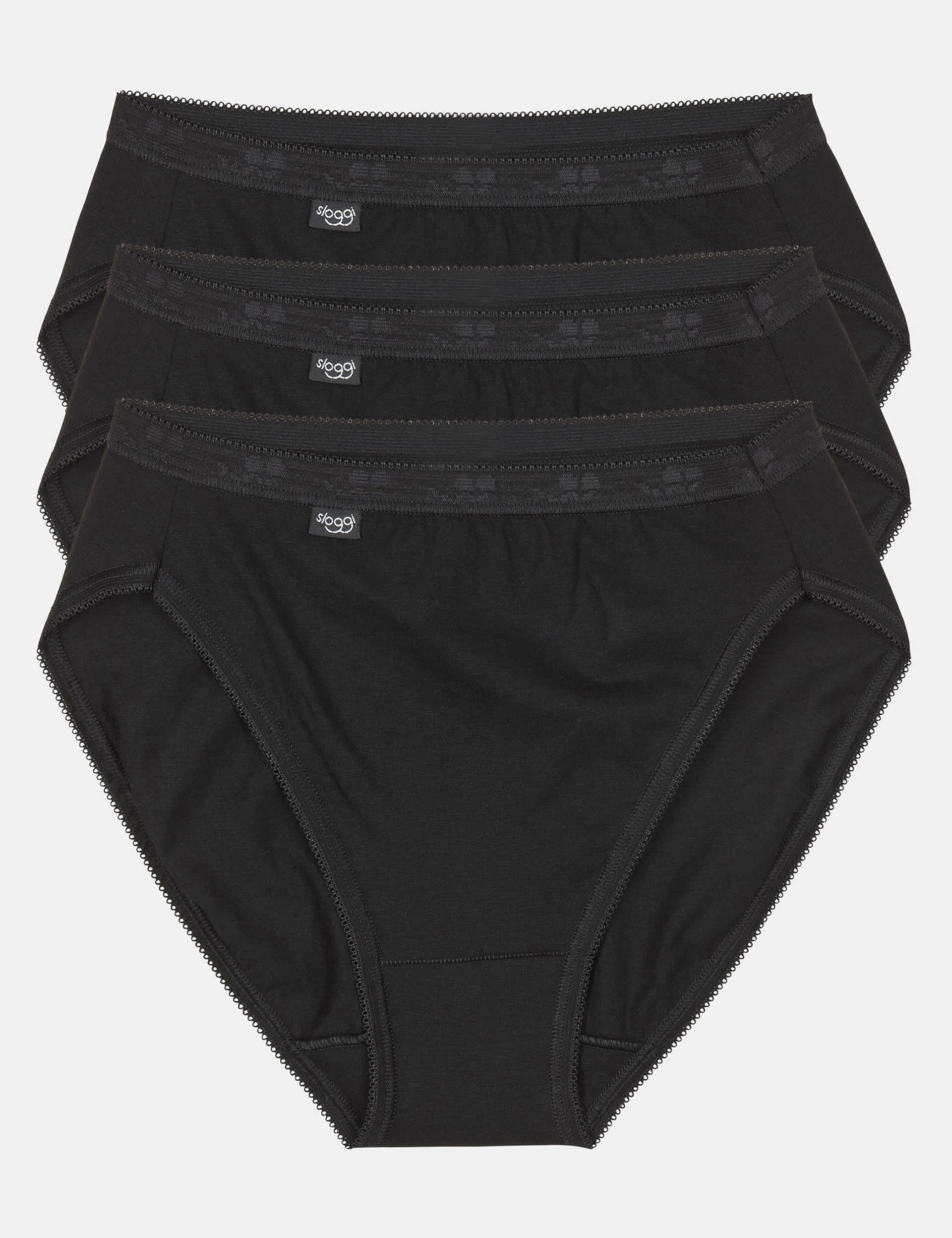 Sloggi Women's 3pk Cotton Rich Tai Briefs - 14 - Black, Black,White