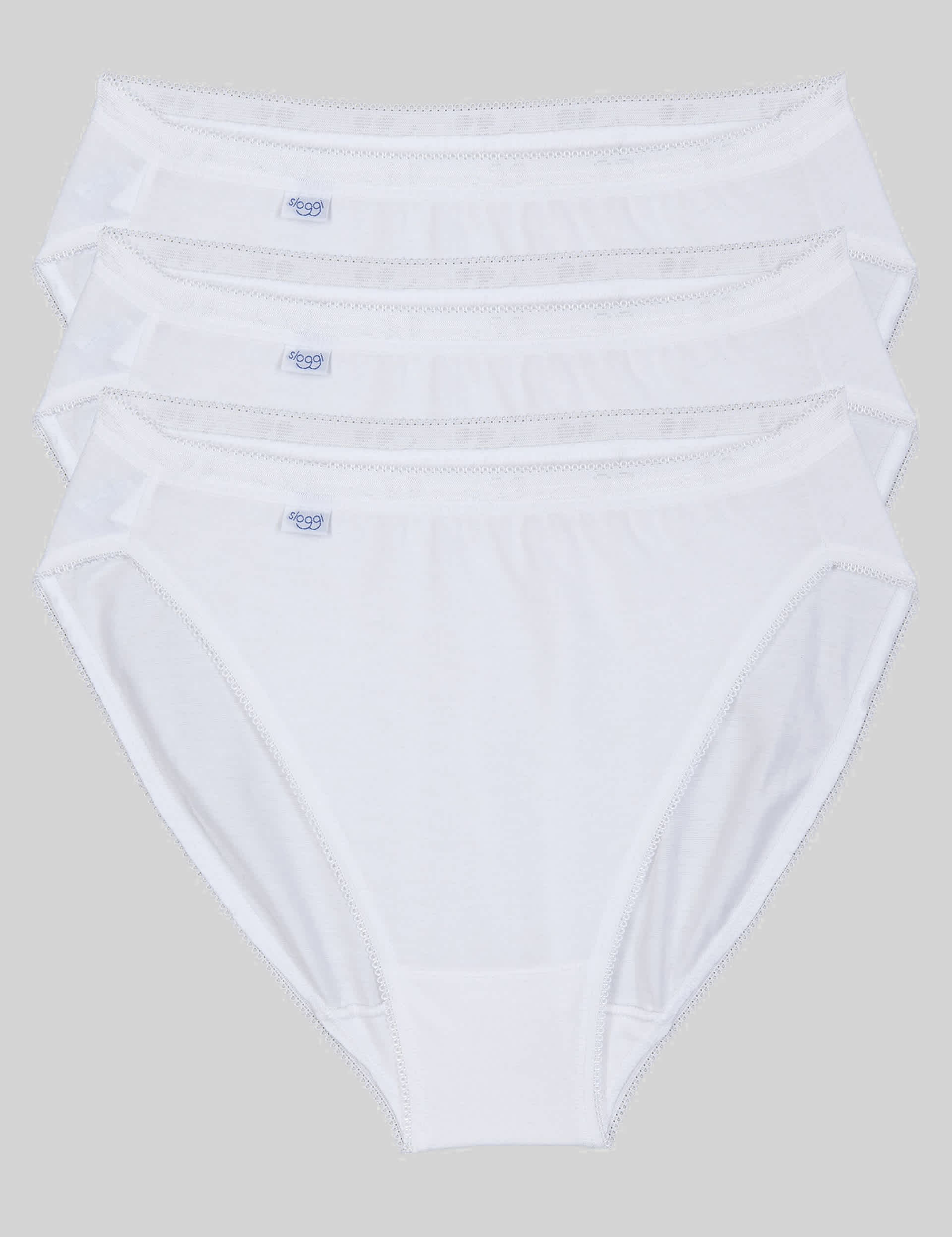 Sloggi Women's 3pk Cotton Rich Tai Briefs - 14 - White, Black,White