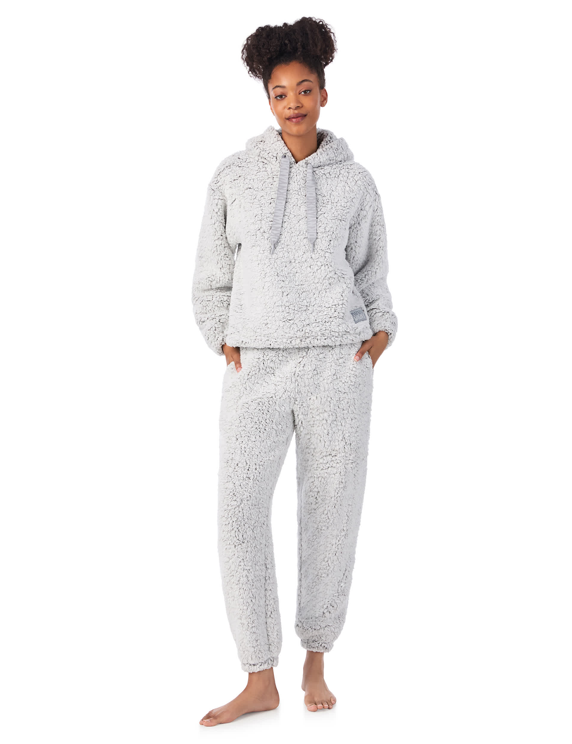 Dkny Women's Fleece Hooded Pyjama Set - Grey, Grey