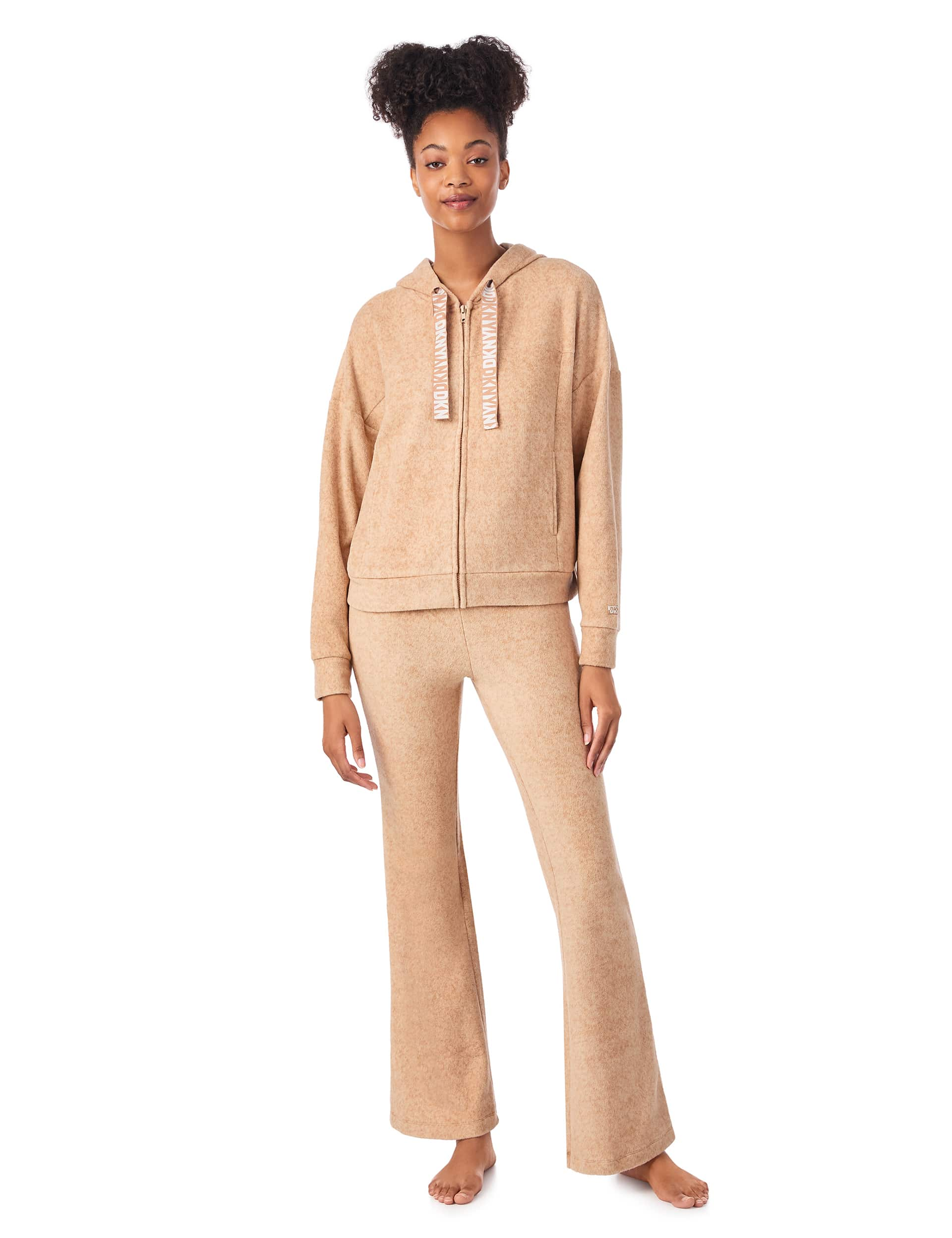 Dkny Women's Hooded Pyjama Set - Camel, Camel