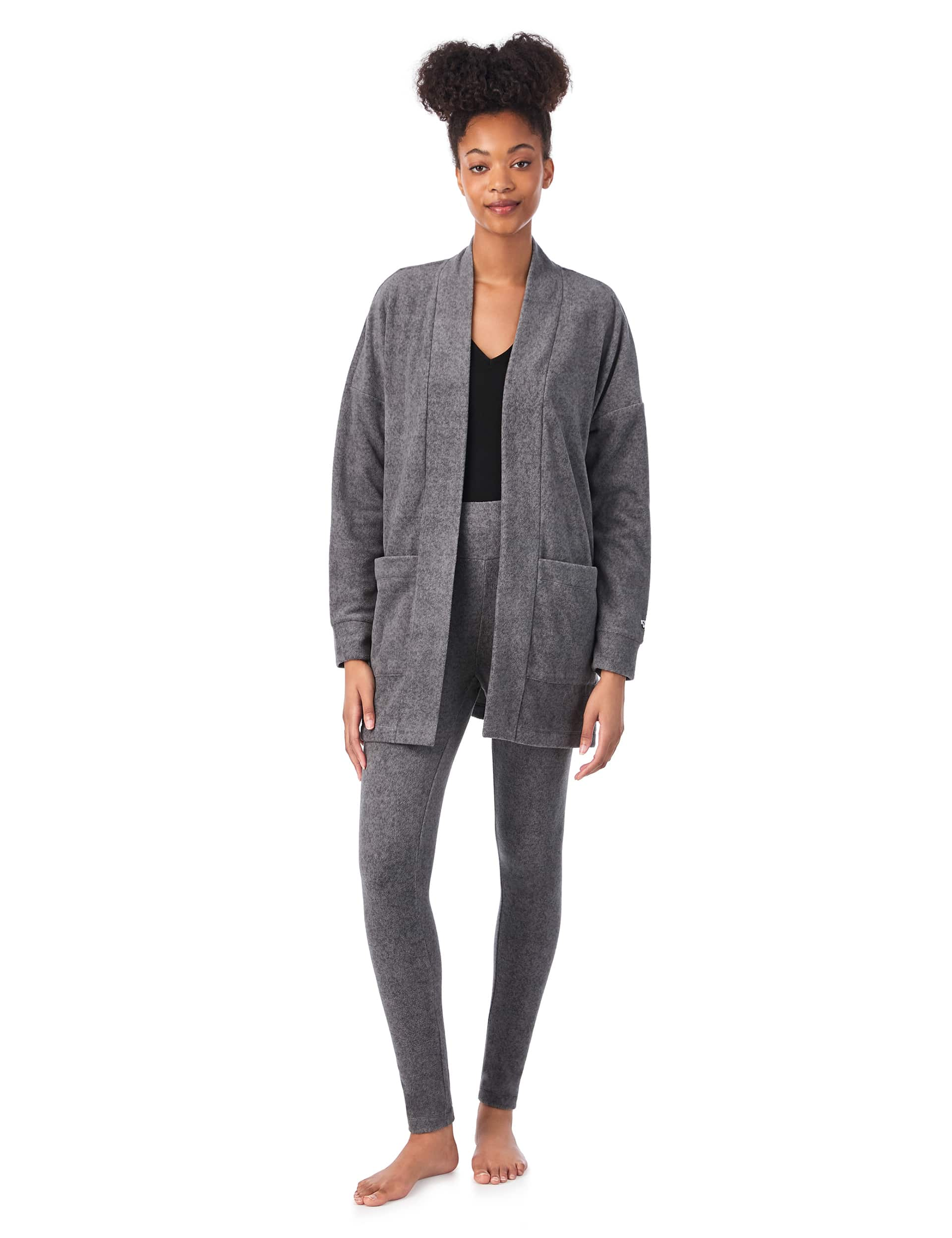 Dkny Women's Fleece Pyjama Set - Charcoal, Charcoal